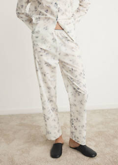 Watercolour print cotton pyjama bottoms — Ink Blue 1