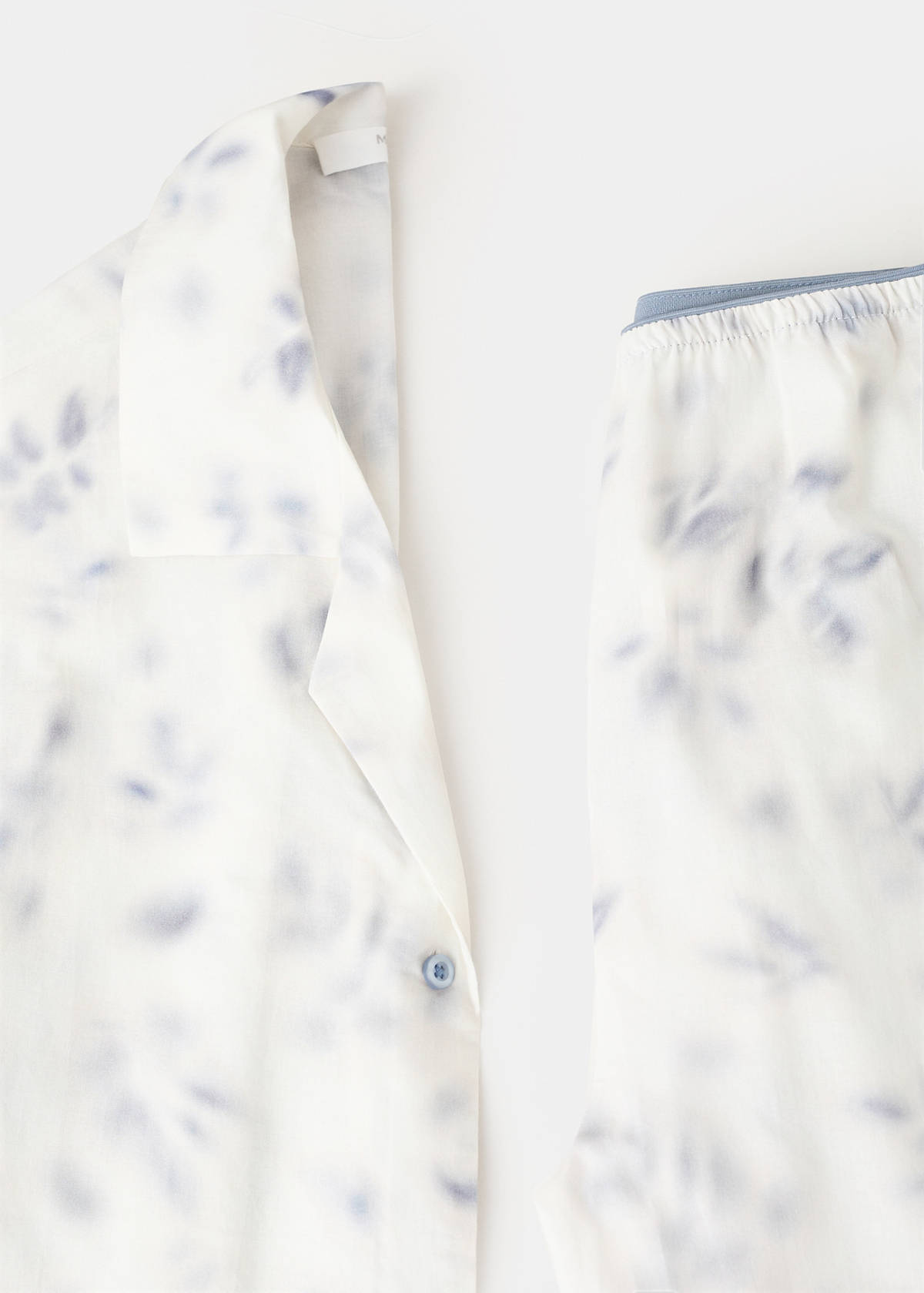 Watercolour print cotton pyjama bottoms — Ink Blue