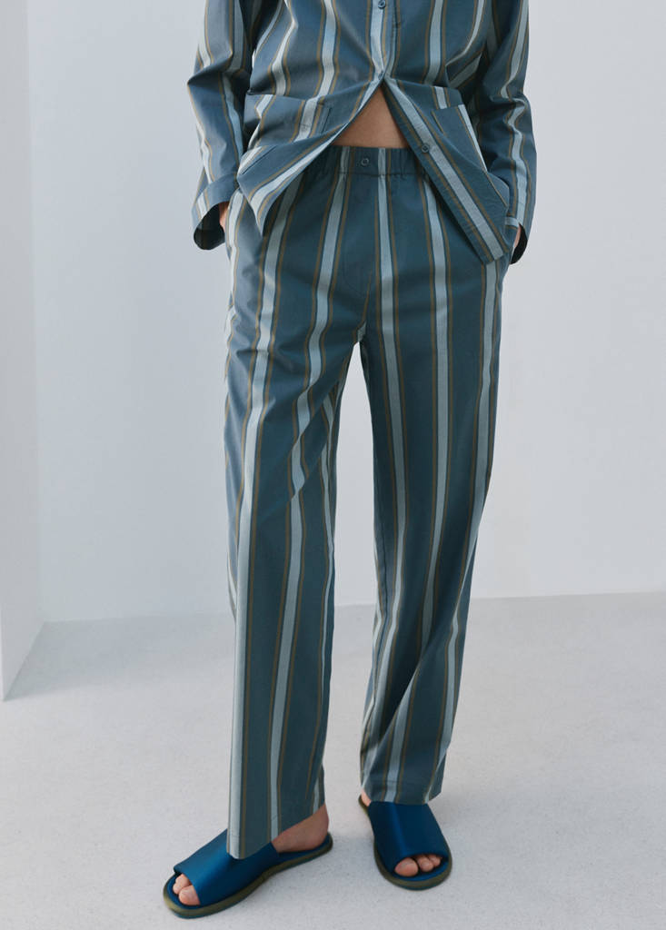 Striped pajama trousers — Turquoise