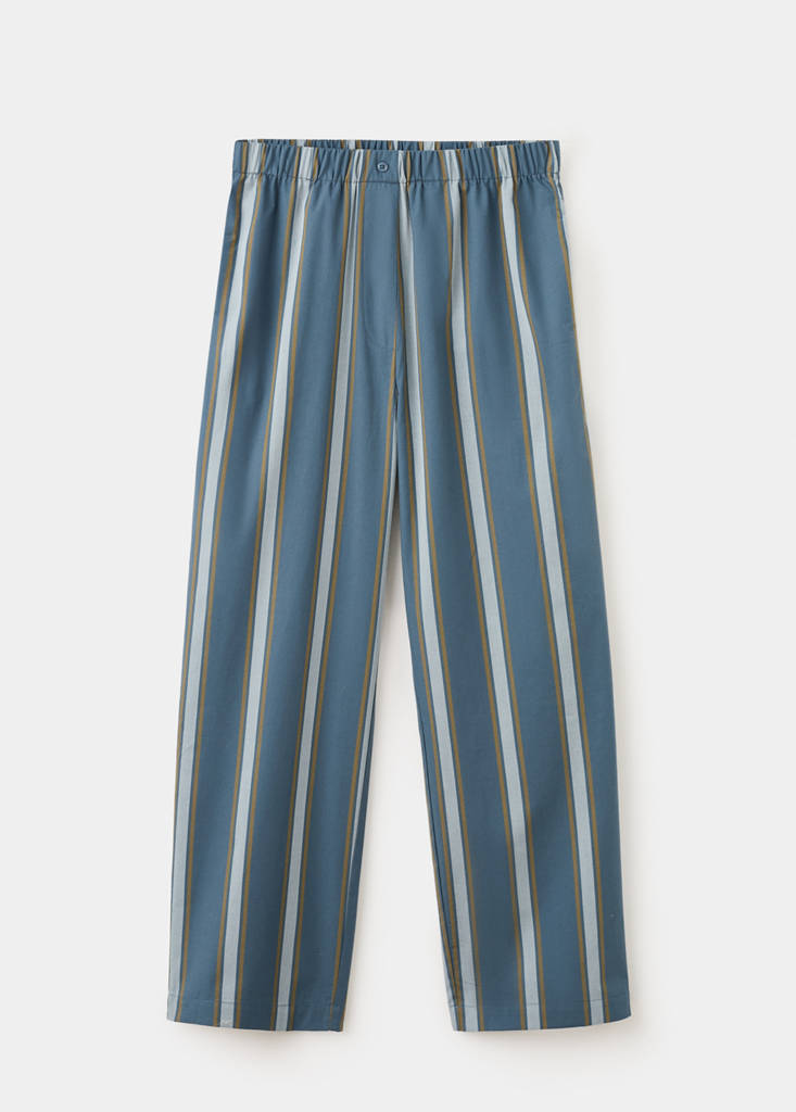 Striped pajama trousers — Turquoise