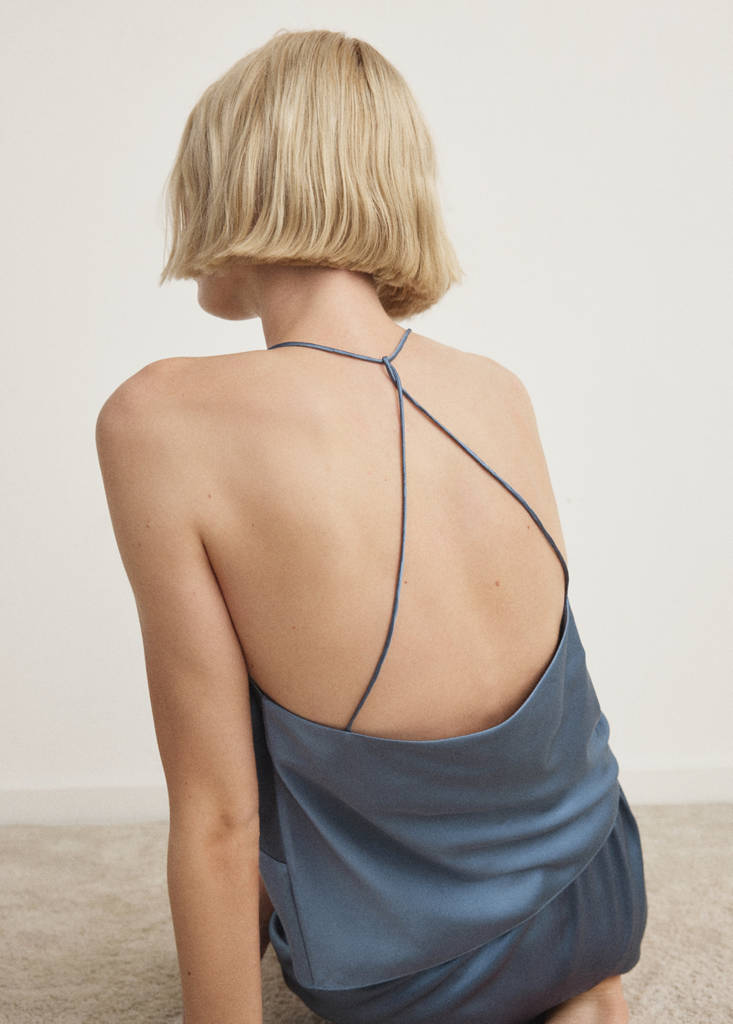 Silk pyjama top — Blue