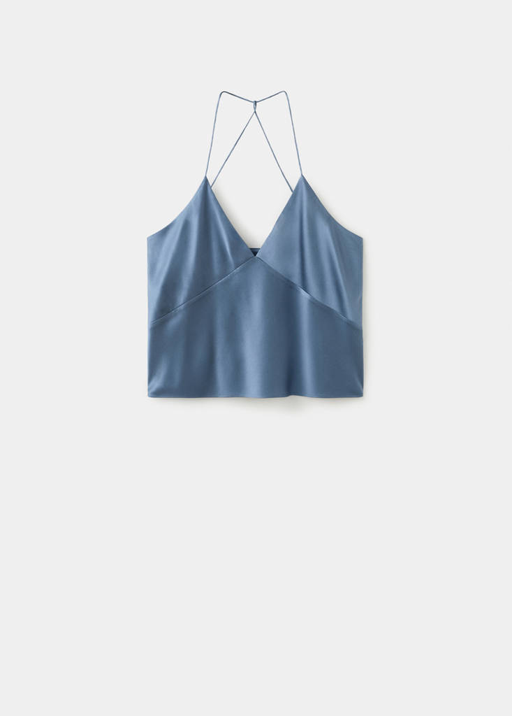 Silk pyjama top — Blue