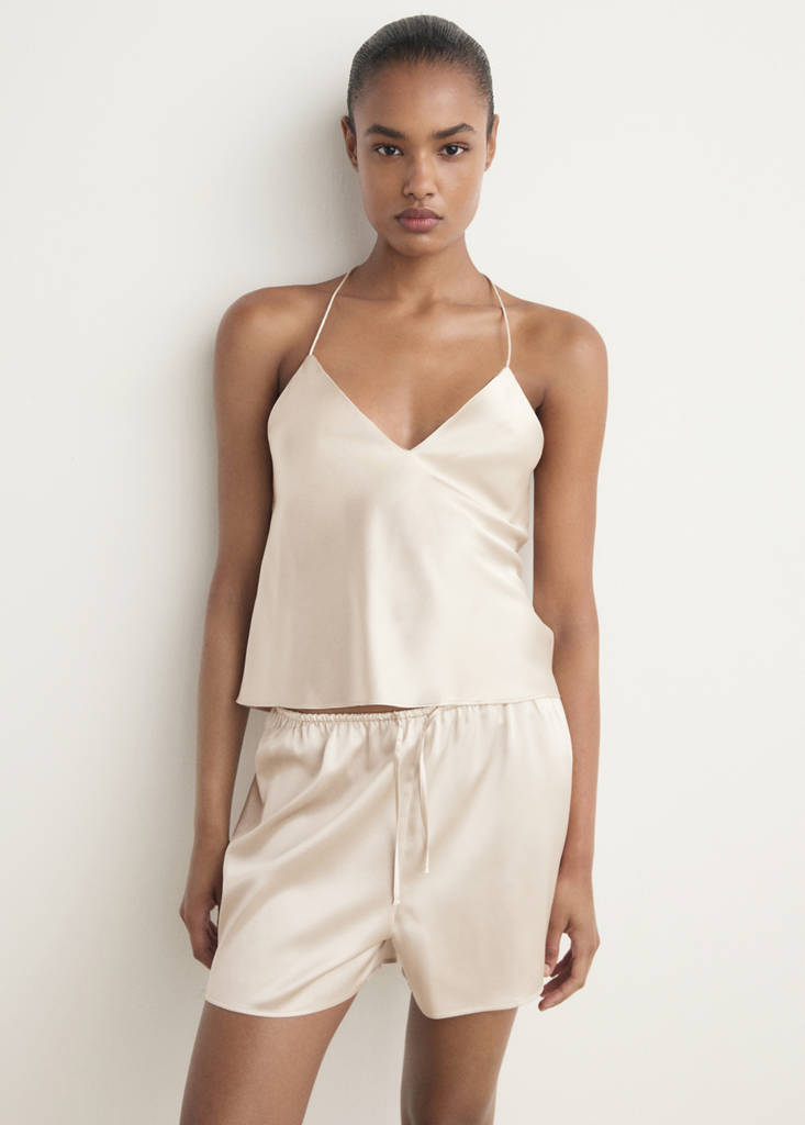 Silk pyjama shorts — Light/Pastel Grey