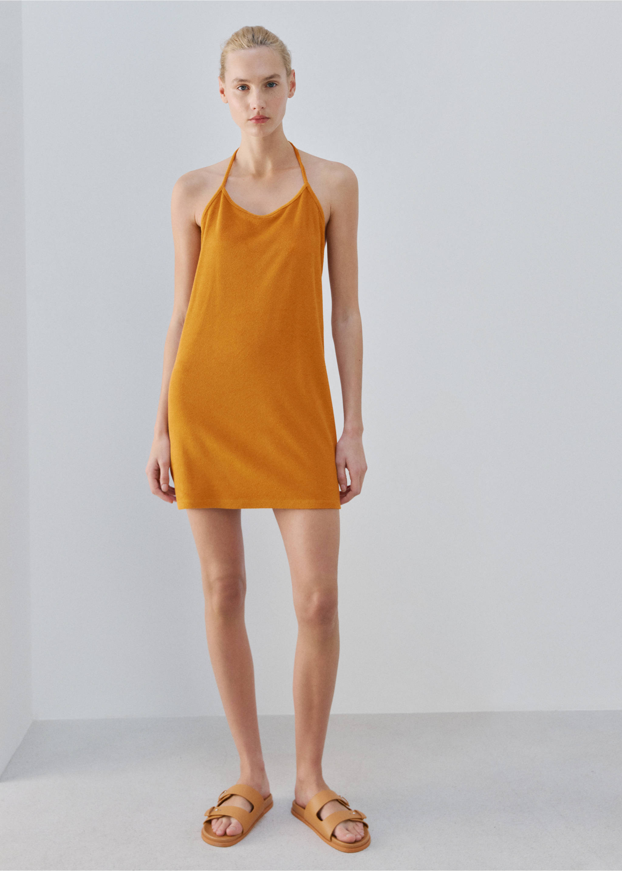 Terry cotton nightdress - General plane, Orange. Ref: 27023330-00.