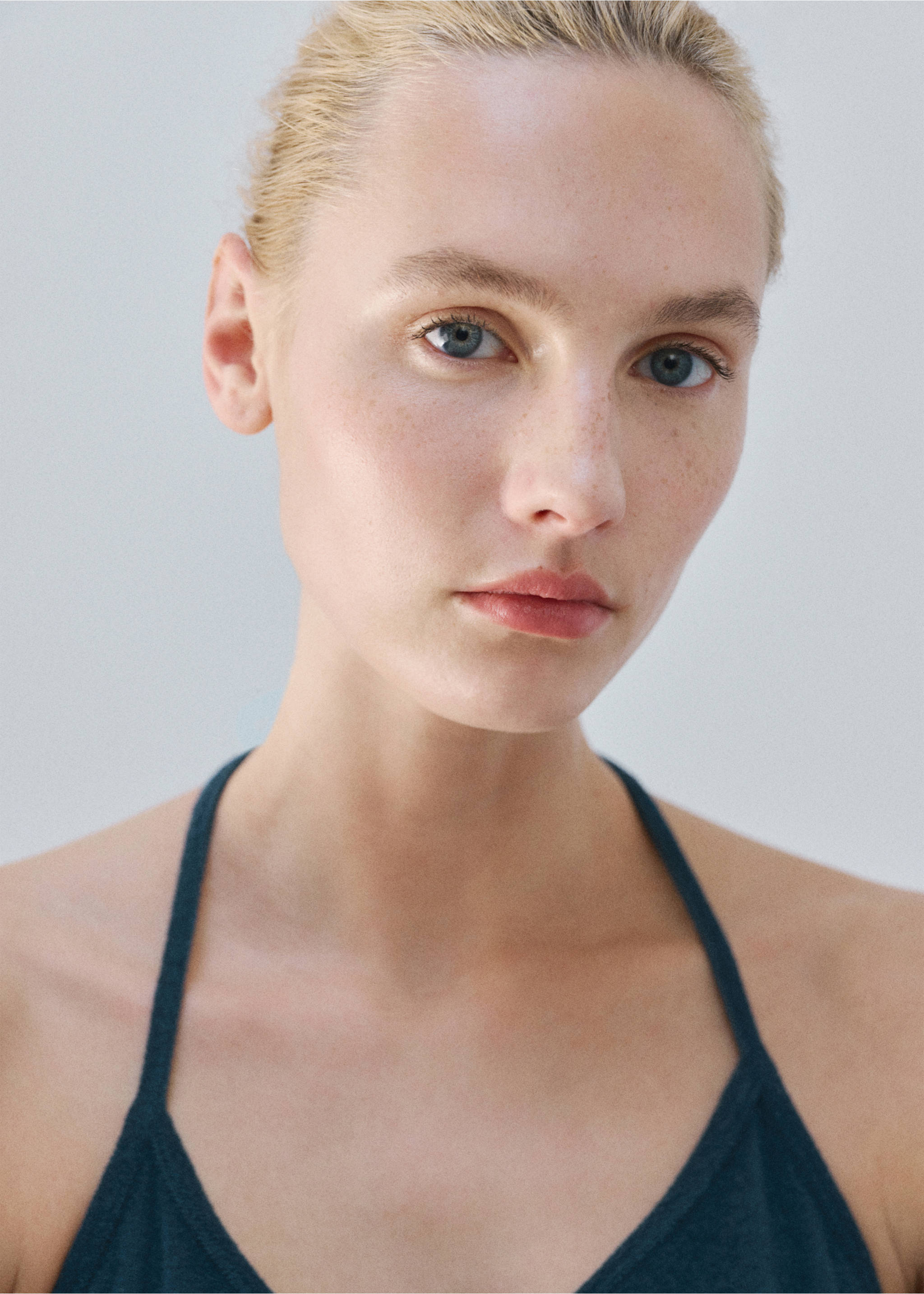 Terry cotton nightdress - Details of the article 1, Blue. Ref: 27023330-00.