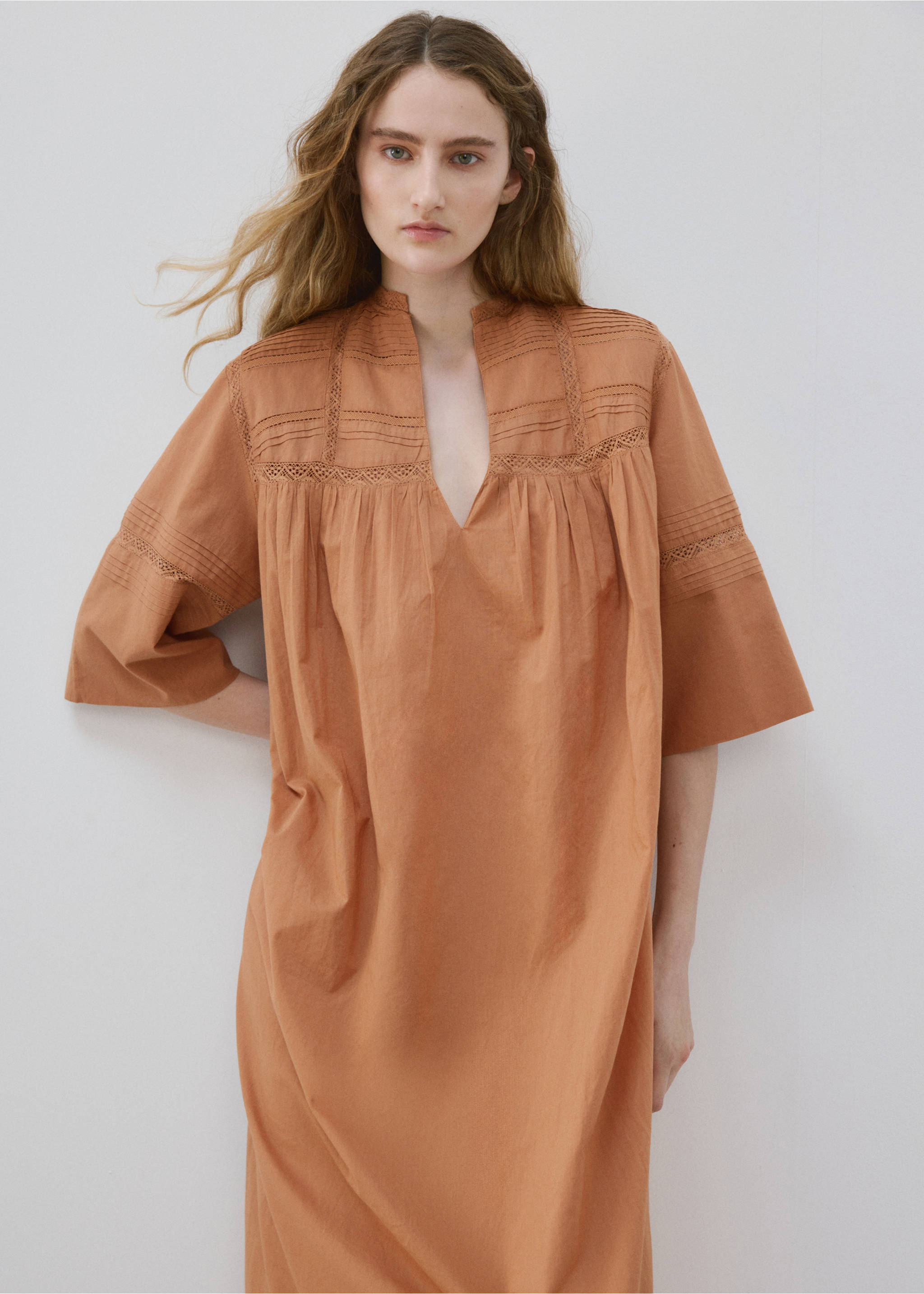 100% cotton nightdress - Medium plane, Copper. Ref: 27023333-00.