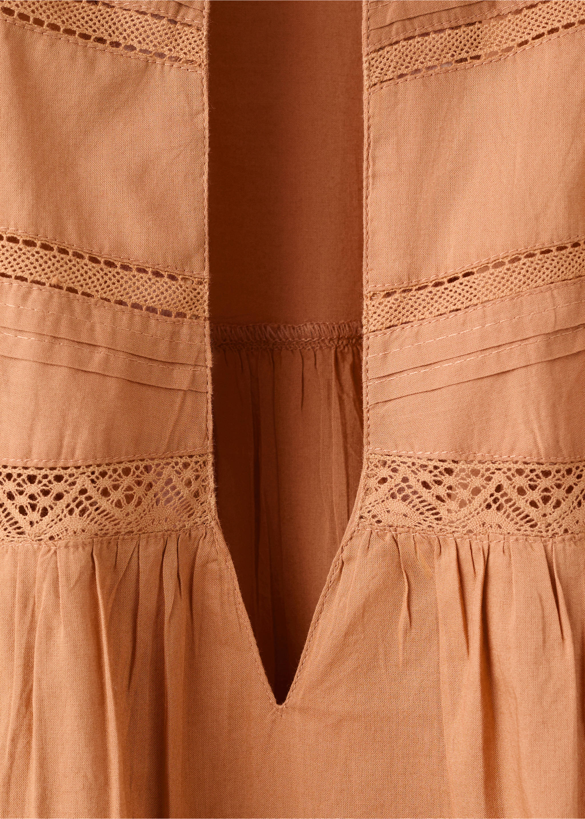 Cotton nightgown with openwork details - Details of the article 8, Copper. Ref: 27023333-00.