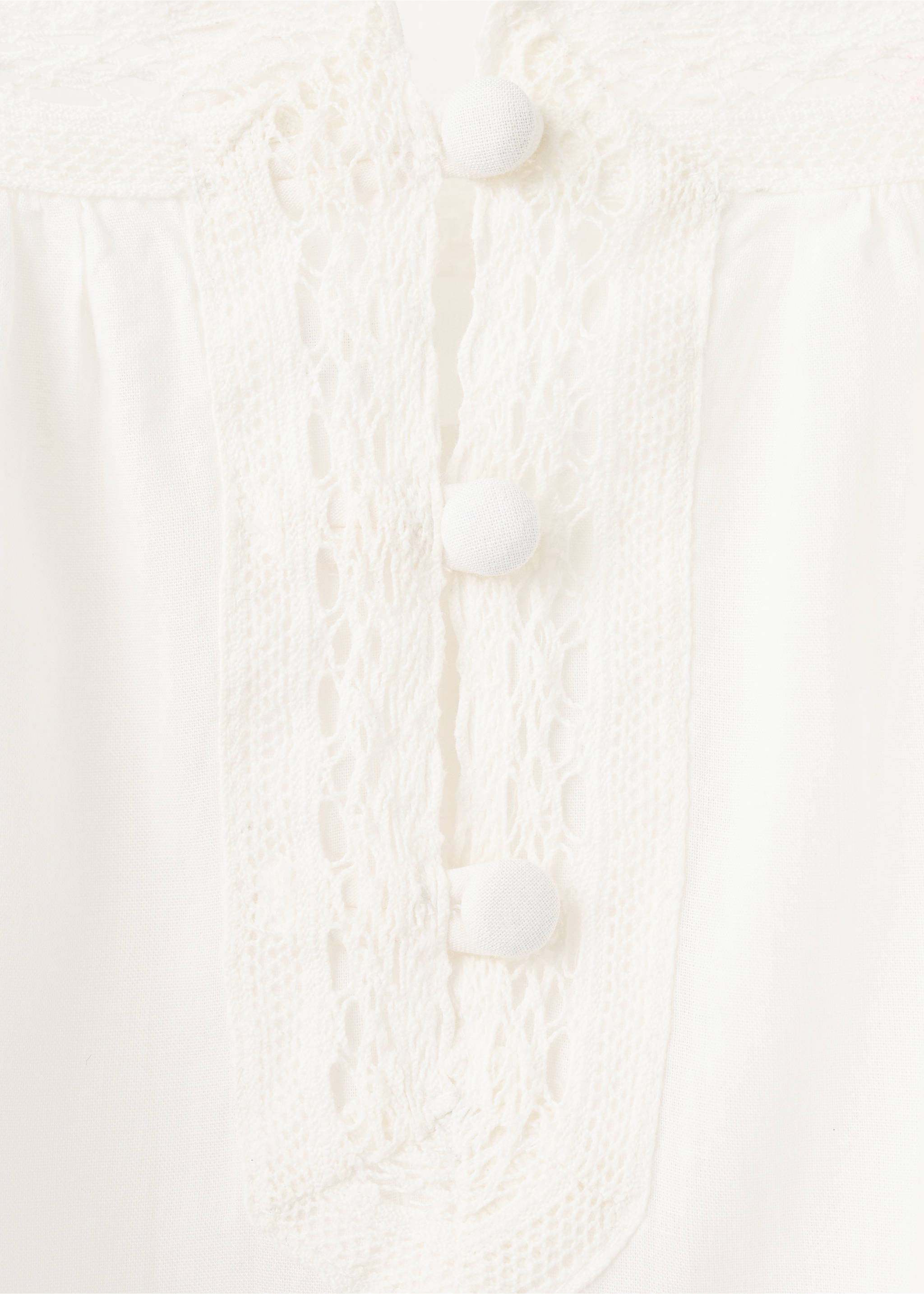 Cotton lace nightgown - Details of the article 8, White. Ref: 27023335-00.