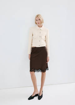 Tweed jacket with notched lapel collar — Ecru 2