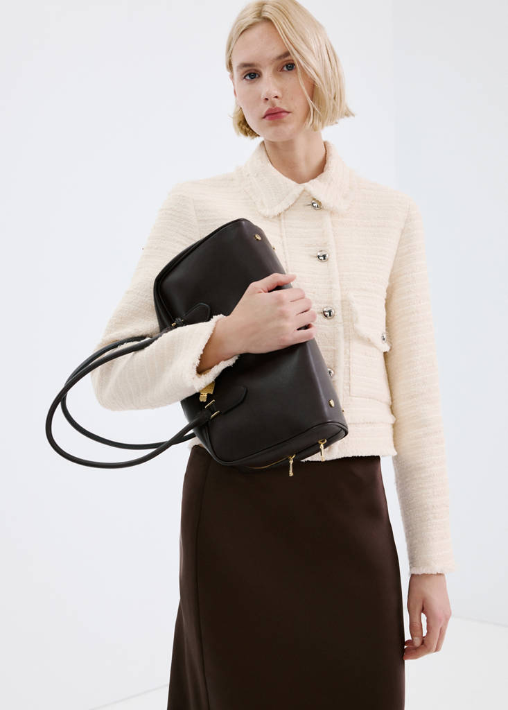 Tweed jacket with notched lapel collar — Ecru