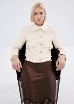 Tweed jacket with notched lapel collar — Ecru 5