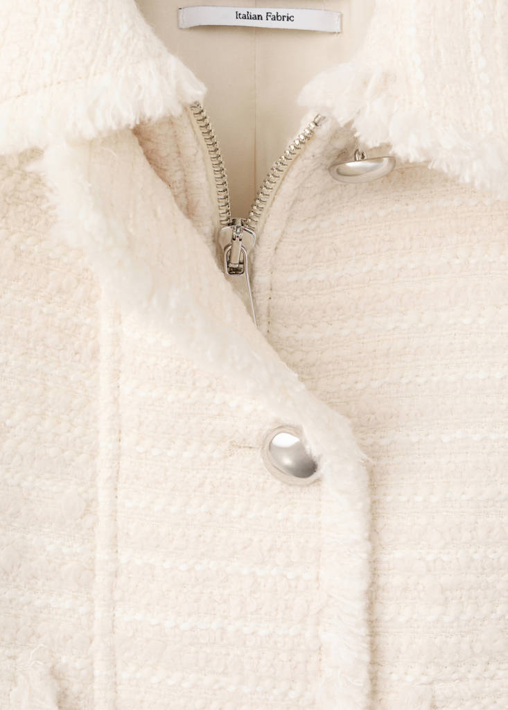 Tweed jacket with notched lapel collar — Ecru