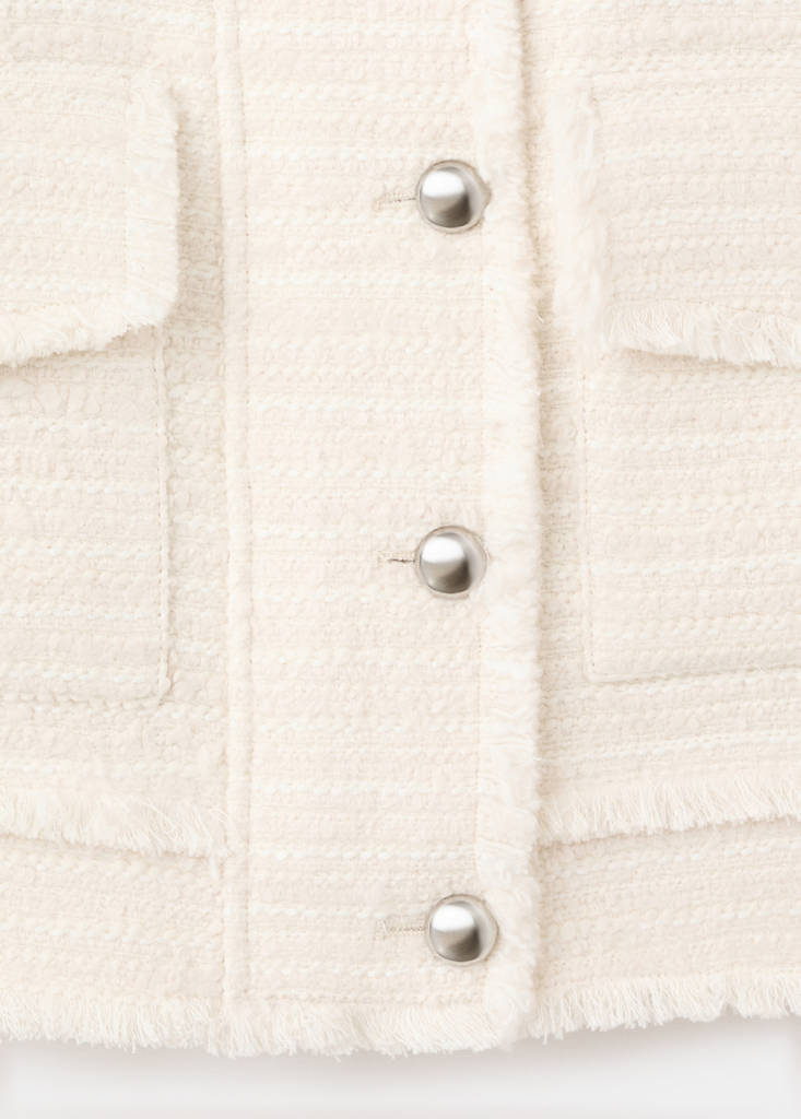 Tweed jacket with notched lapel collar — Ecru