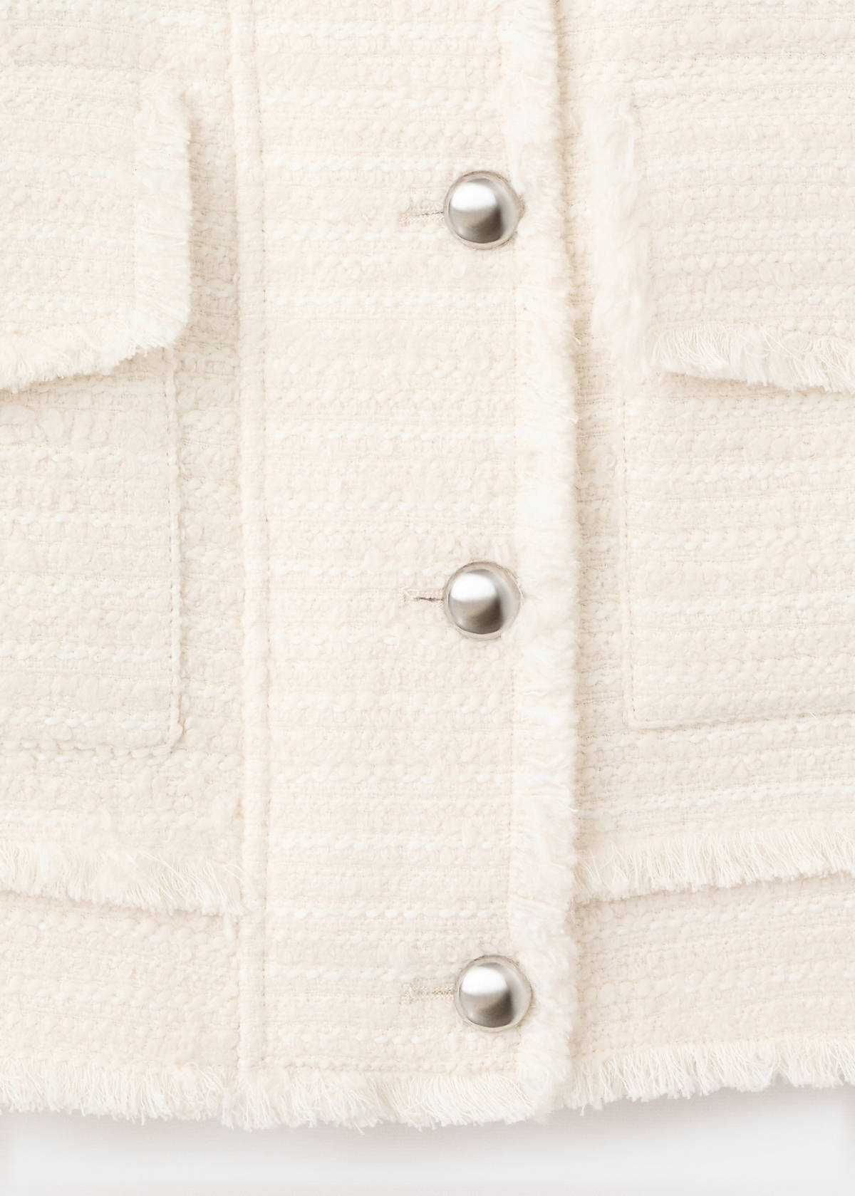 Tweed jacket with notched lapel collar — Ecru