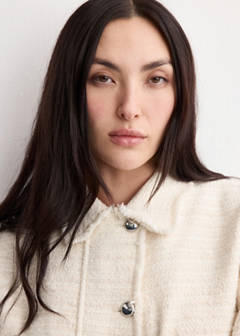Tweed jacket with notched lapel collar — Ecru 7