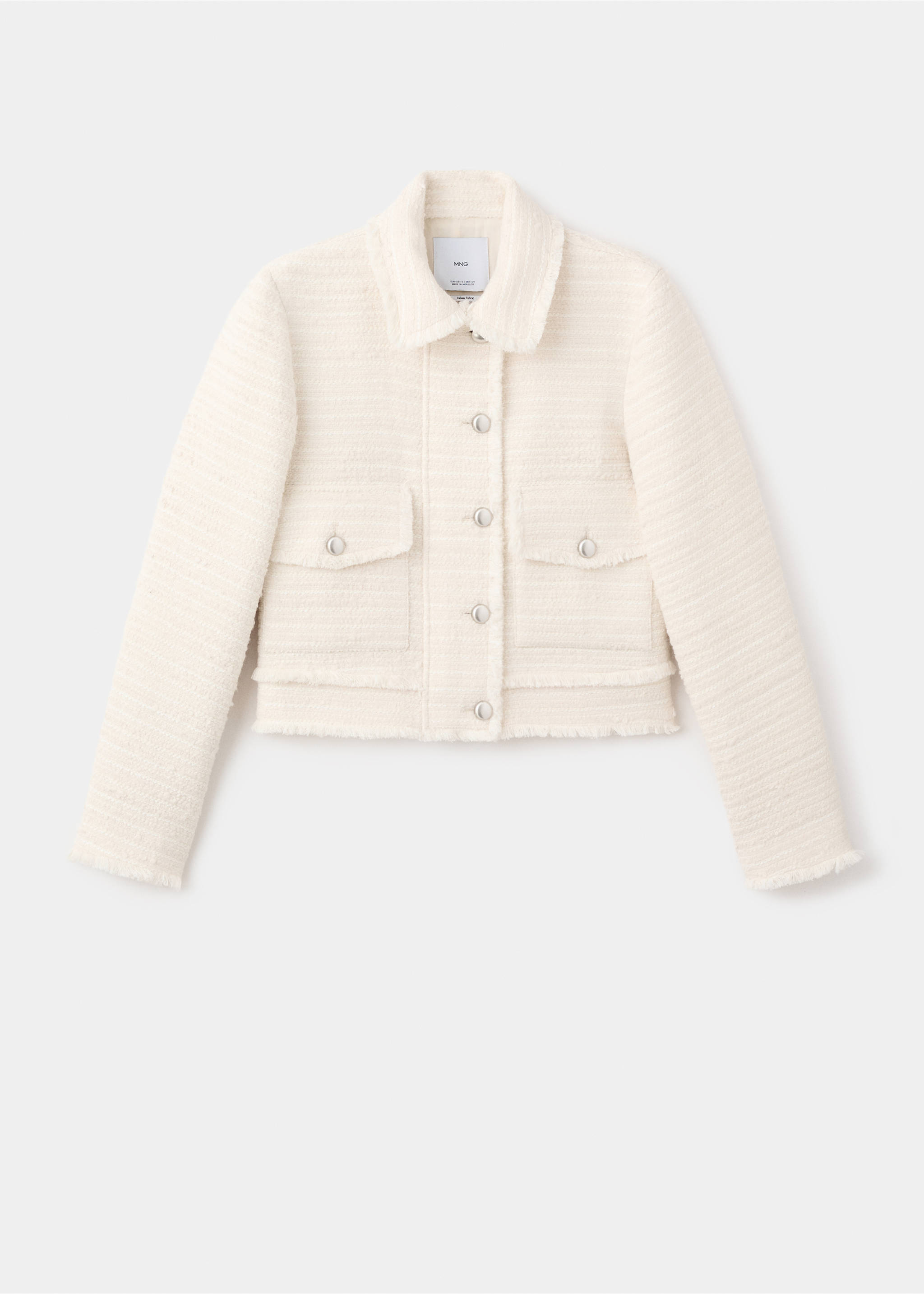 Tweed jacket with notched lapel collar - Article without model, Ecru. Ref: 27023337-00.