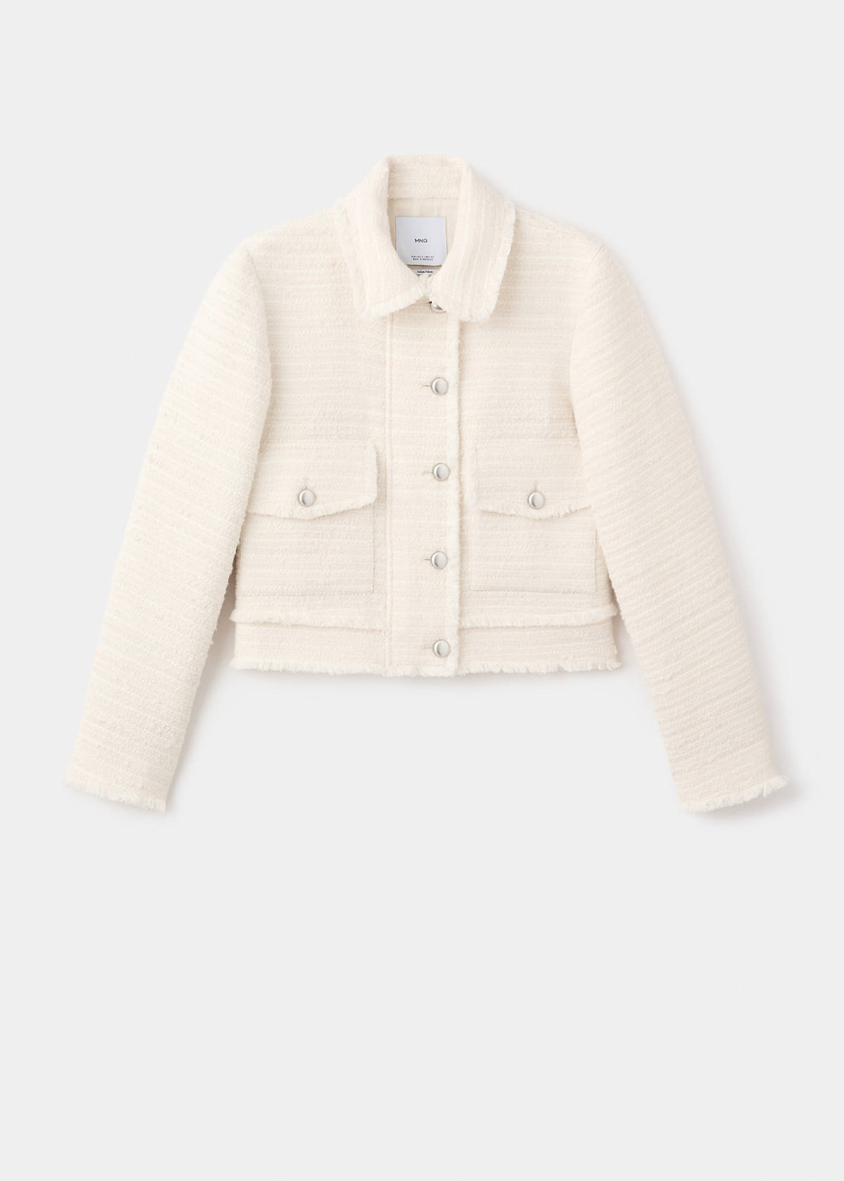 Tweed jacket with notched lapel collar — Ecru