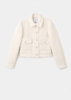 Tweed jacket with notched lapel collar — Ecru 9
