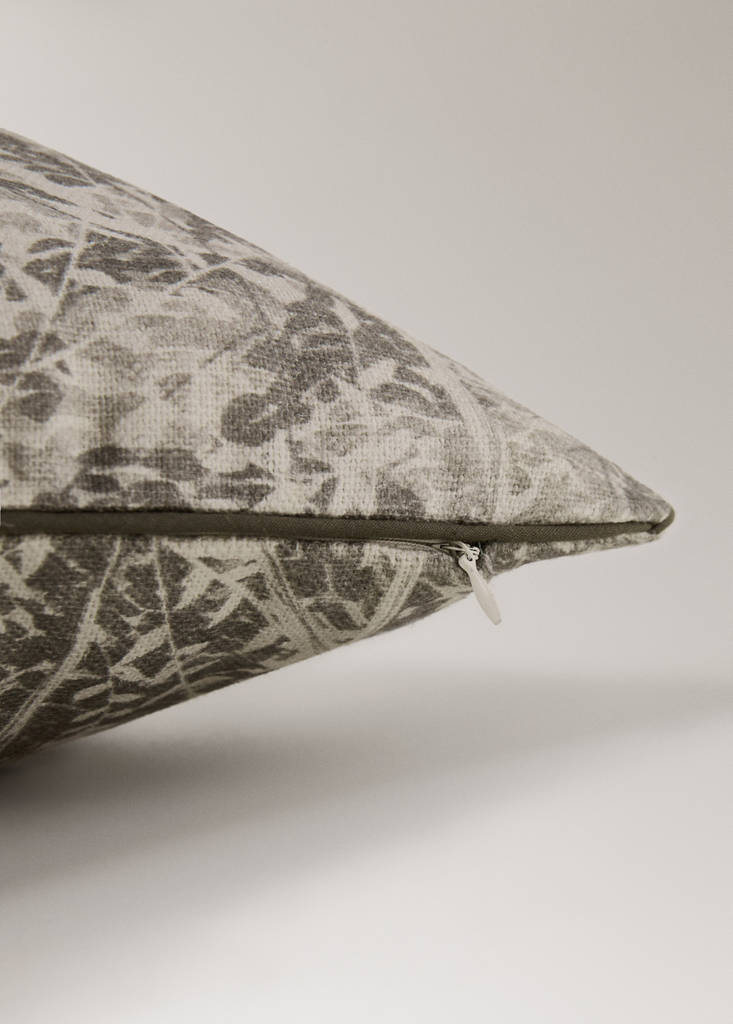 Printed linen cushion cover 40x60 cm — Medium Brown