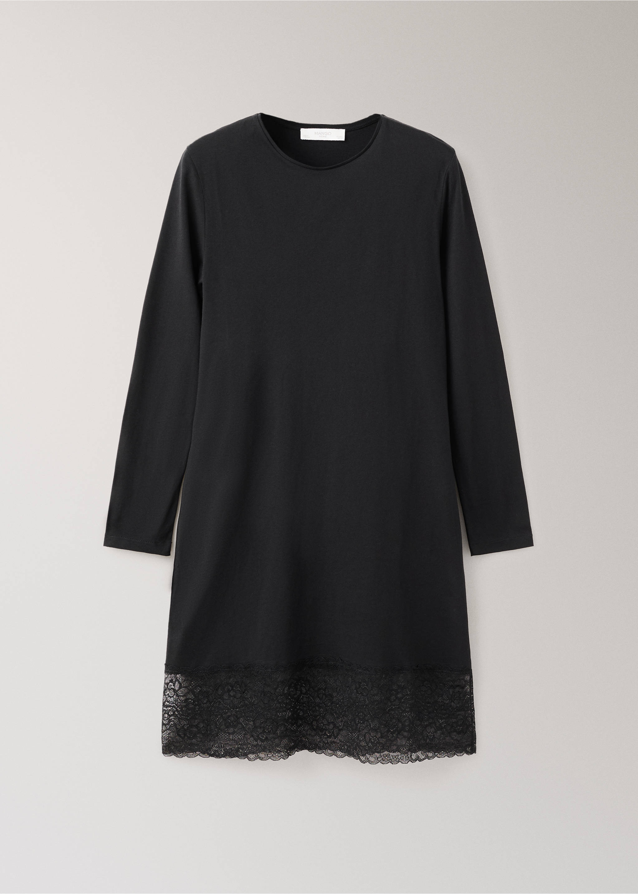 Embroidered detail nightdress - Article without model, Black. Ref: 27023344-00.