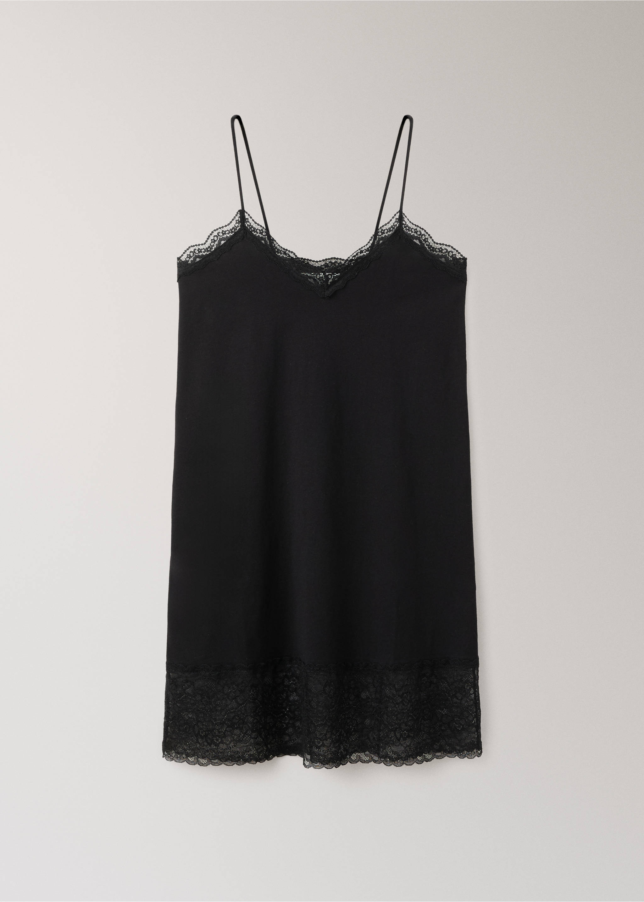 Cămașă de noapte cu detalii brodate - Articol fără model, Negru. Ref: 27023345-00.