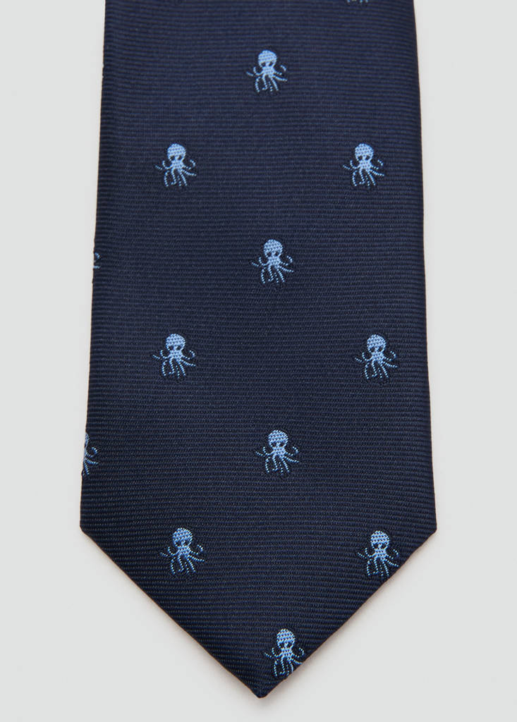 Octopus print tie — Navy
