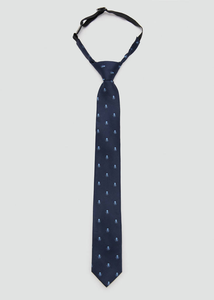 Octopus print tie — Navy