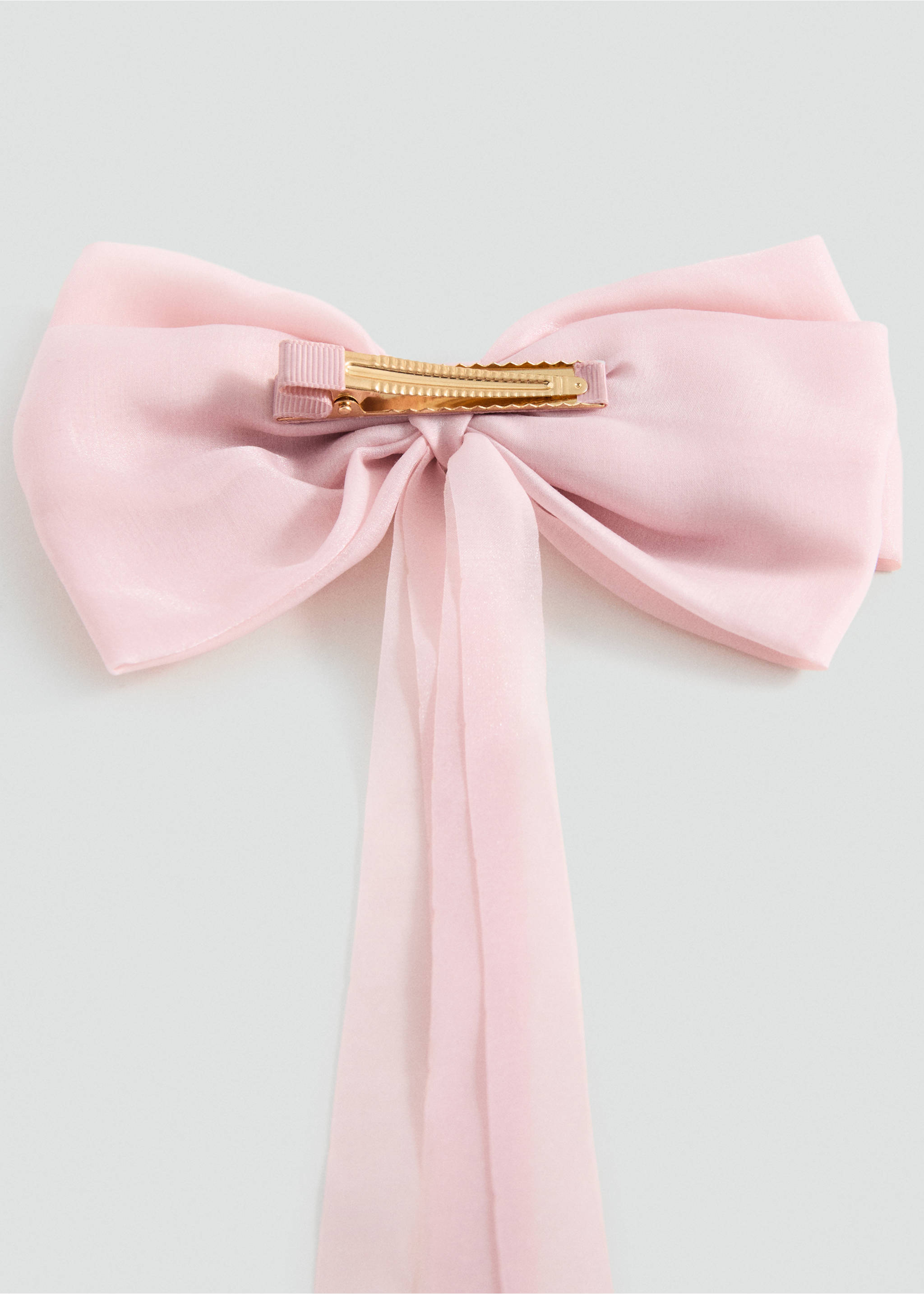 Hair clip with maxi bow - Details of the article 1, Pale Pink. Ref: 27023711-00.