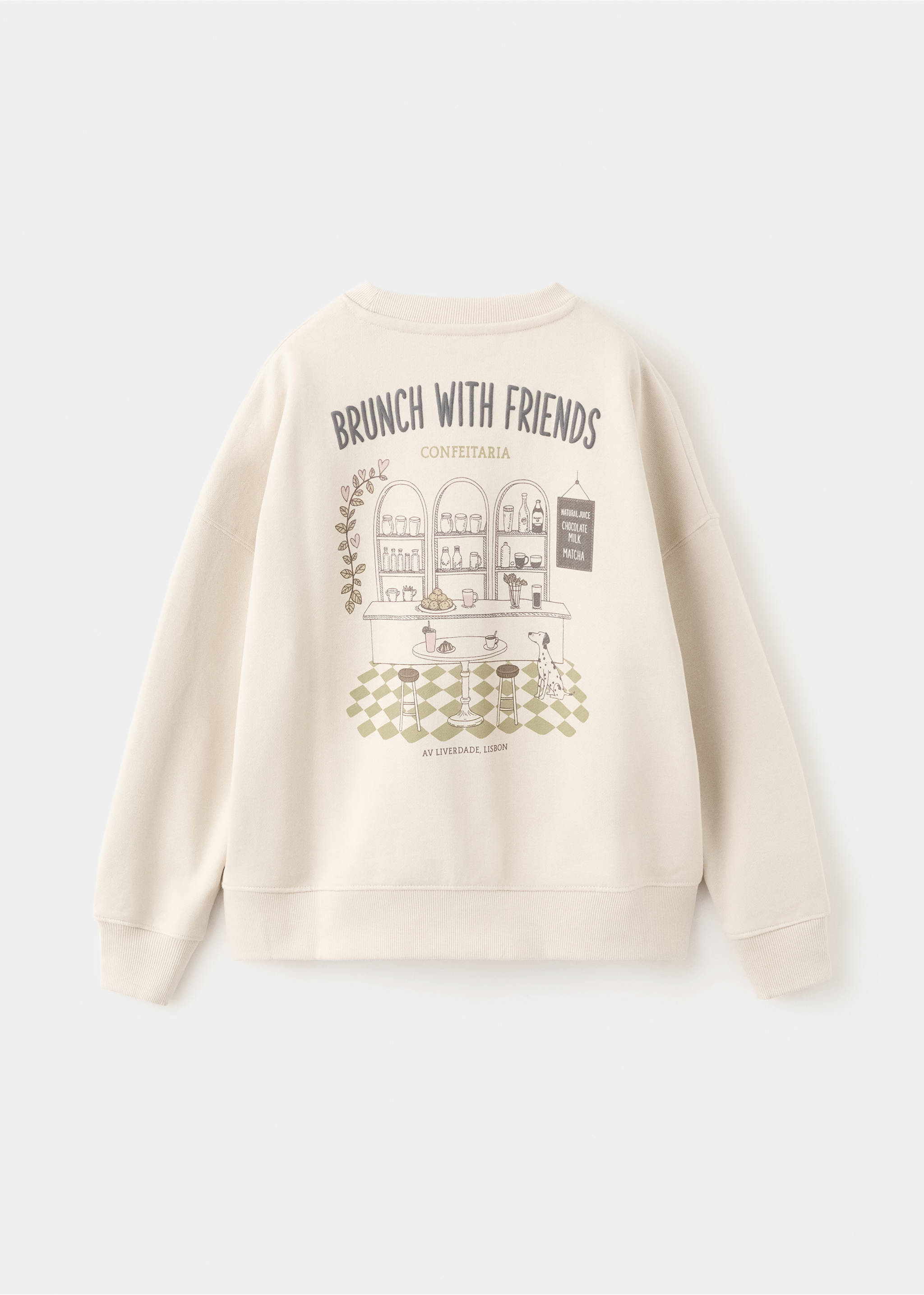 Принтованный свитшот из хлопка - Обратная сторона изделия, Экрю. Ref: 27023714-00.