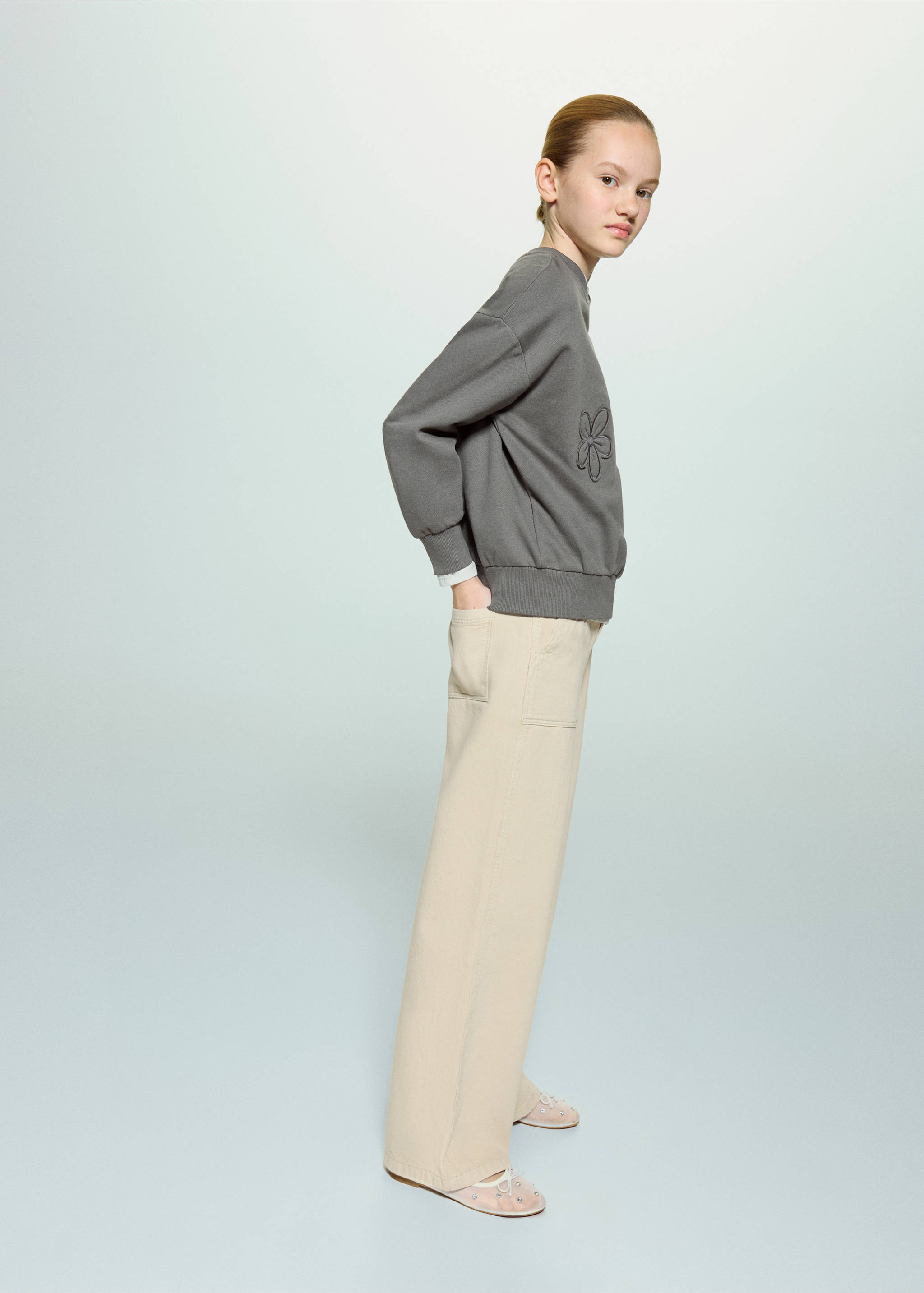 刺绣花朵棉质卫衣 - null, 深灰色. Ref: 27023718-00.