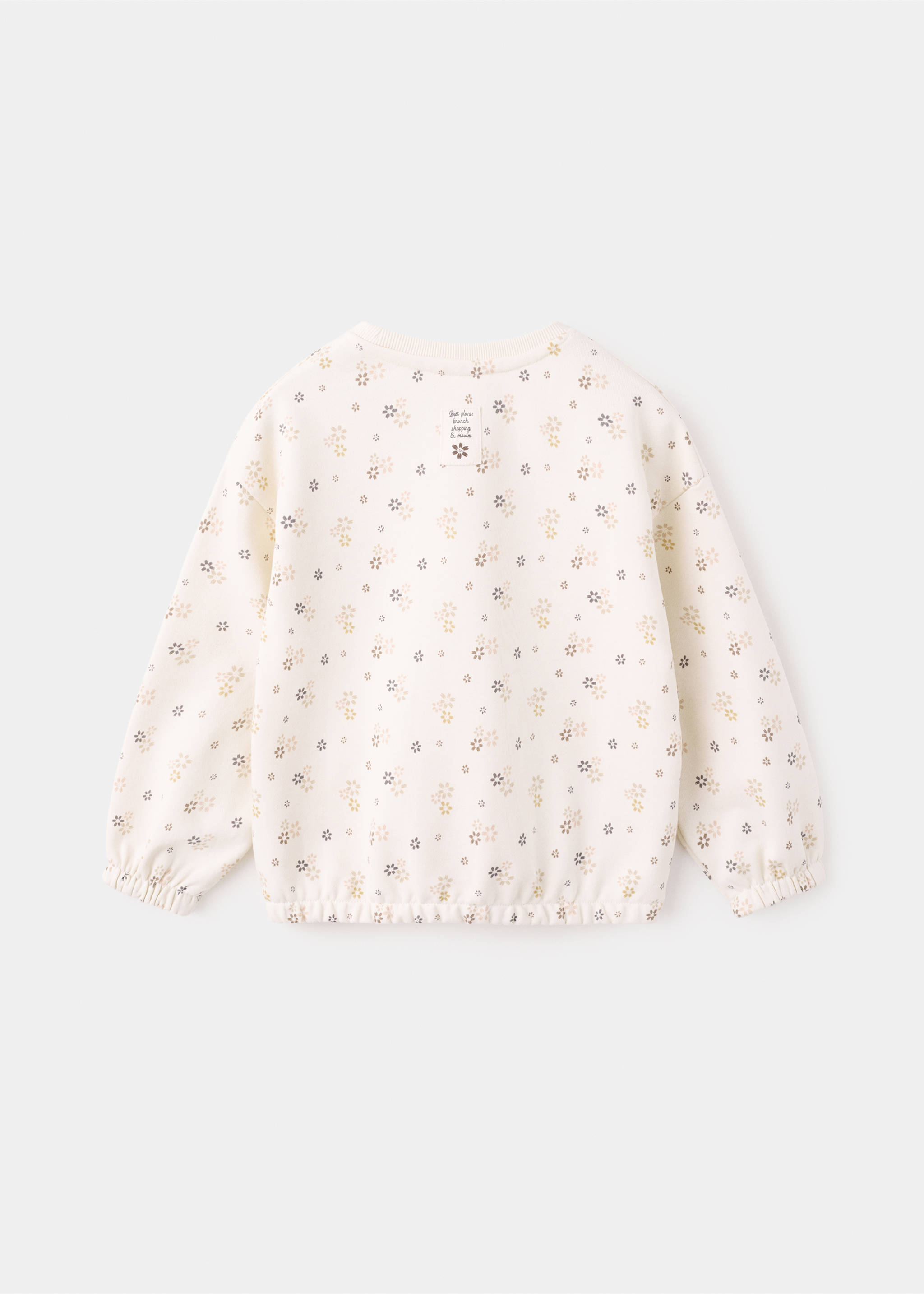 Sudadera algodón estampado floral - Reverso del artículo, Crudo. Ref: 27023720-00.