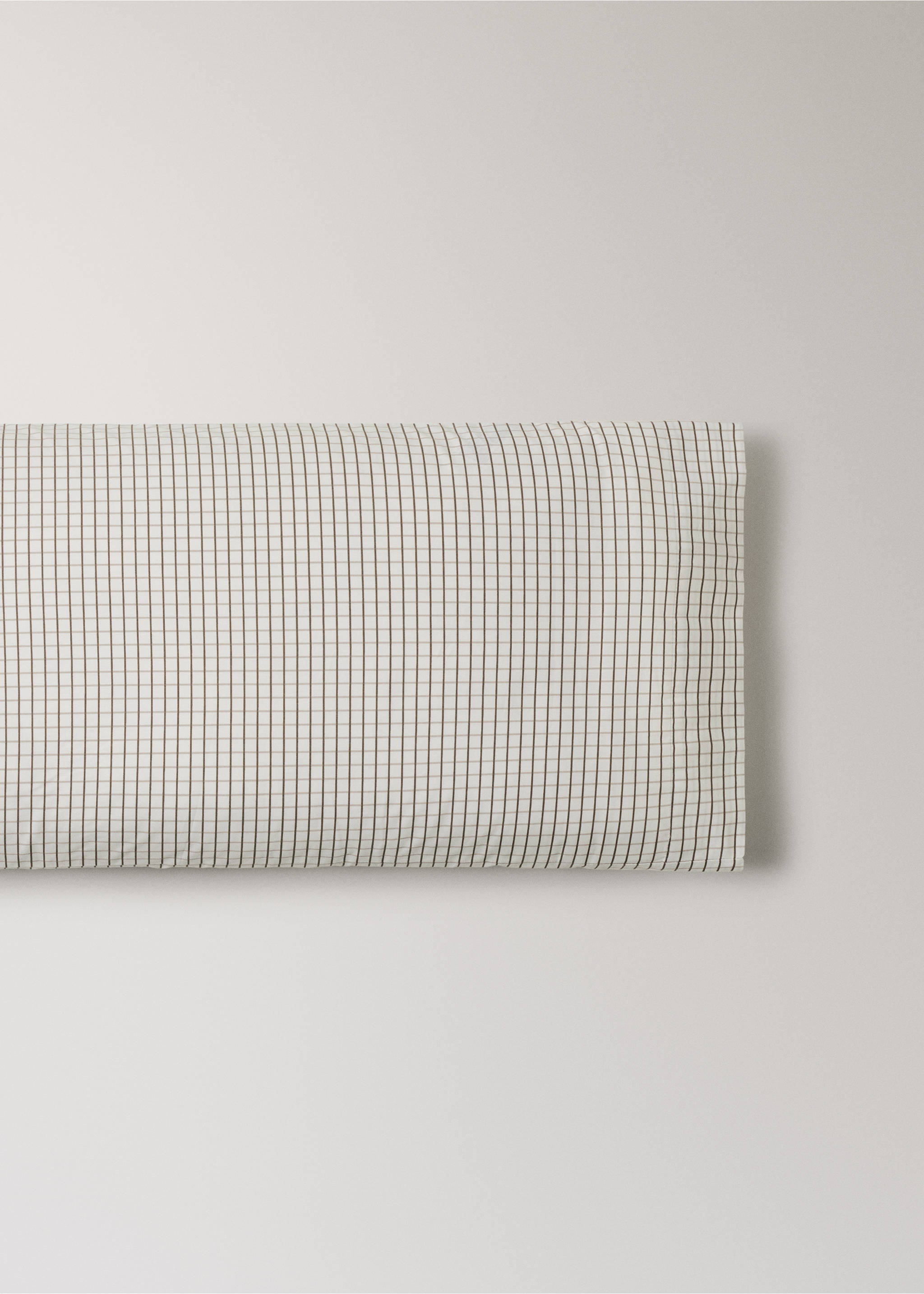 Percale cotton reversible mini-check pillowcase 45X110 cm - Article without model, Coffee. Ref: 27023723-00.