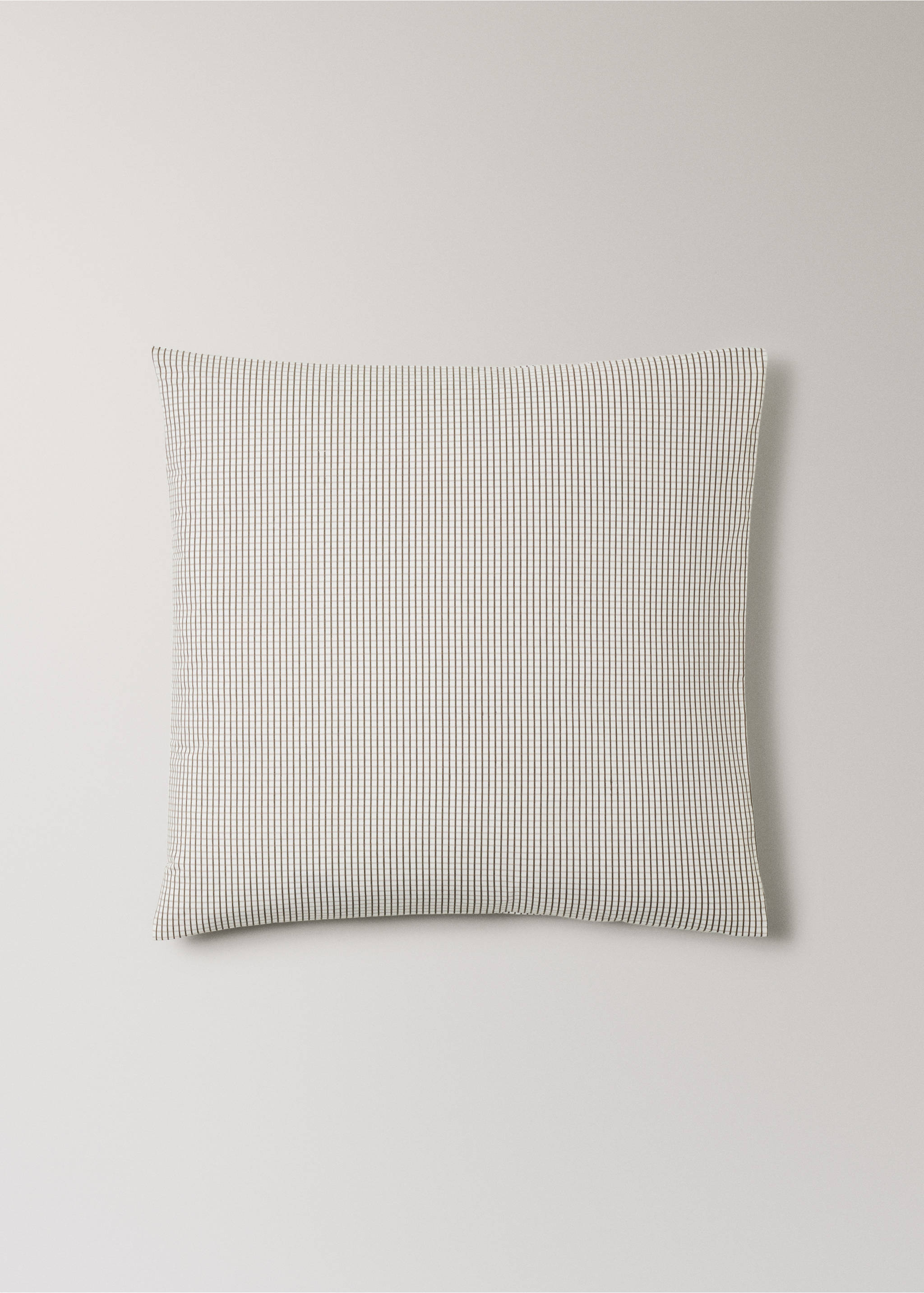 Two percale cotton reversible mini-check pillowcases 60x60 cm - Article without model, Coffee. Ref: 27023725-00.