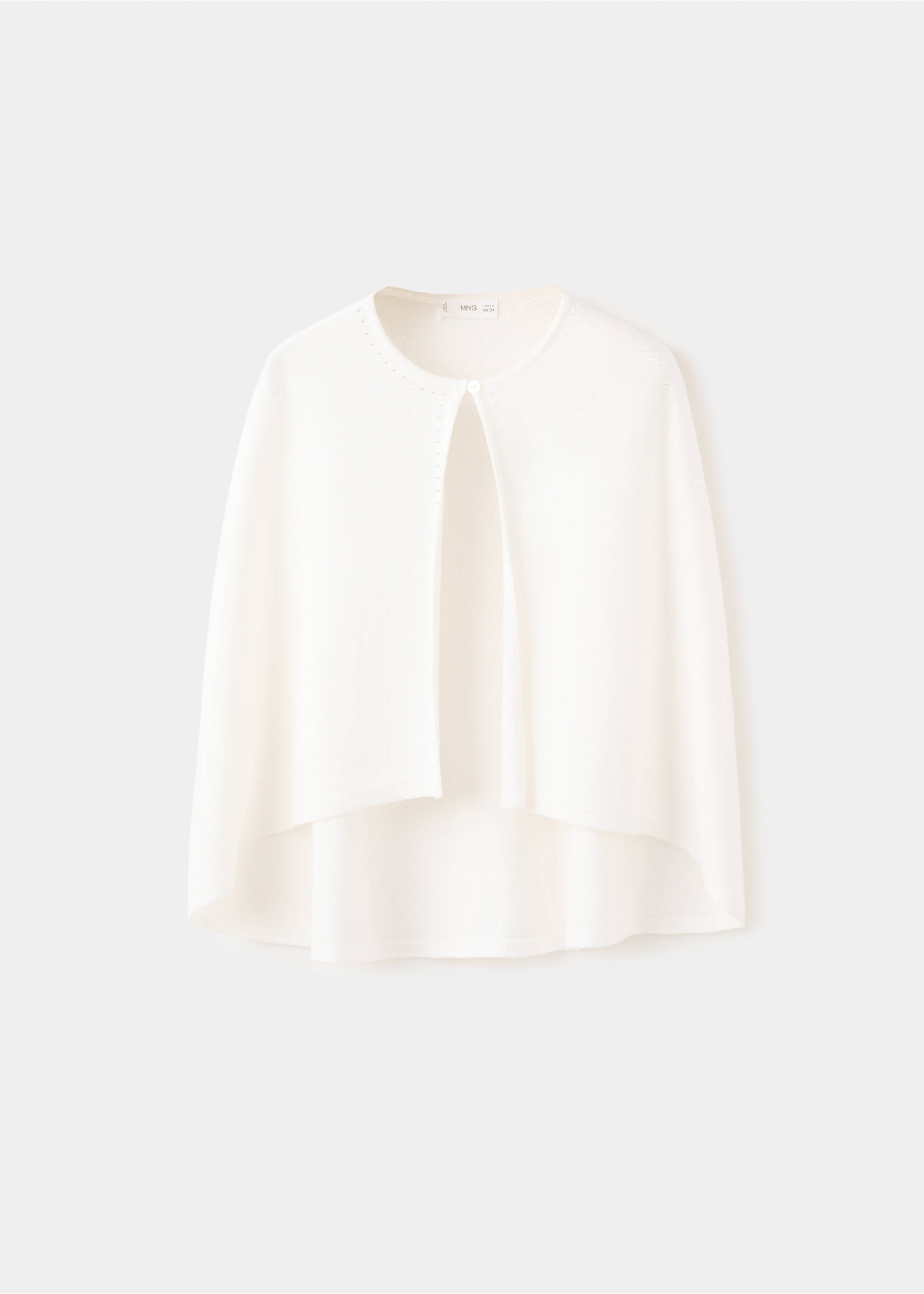 Knitted cape with lace details - Article without model, Off White. Ref: 27023733-00.