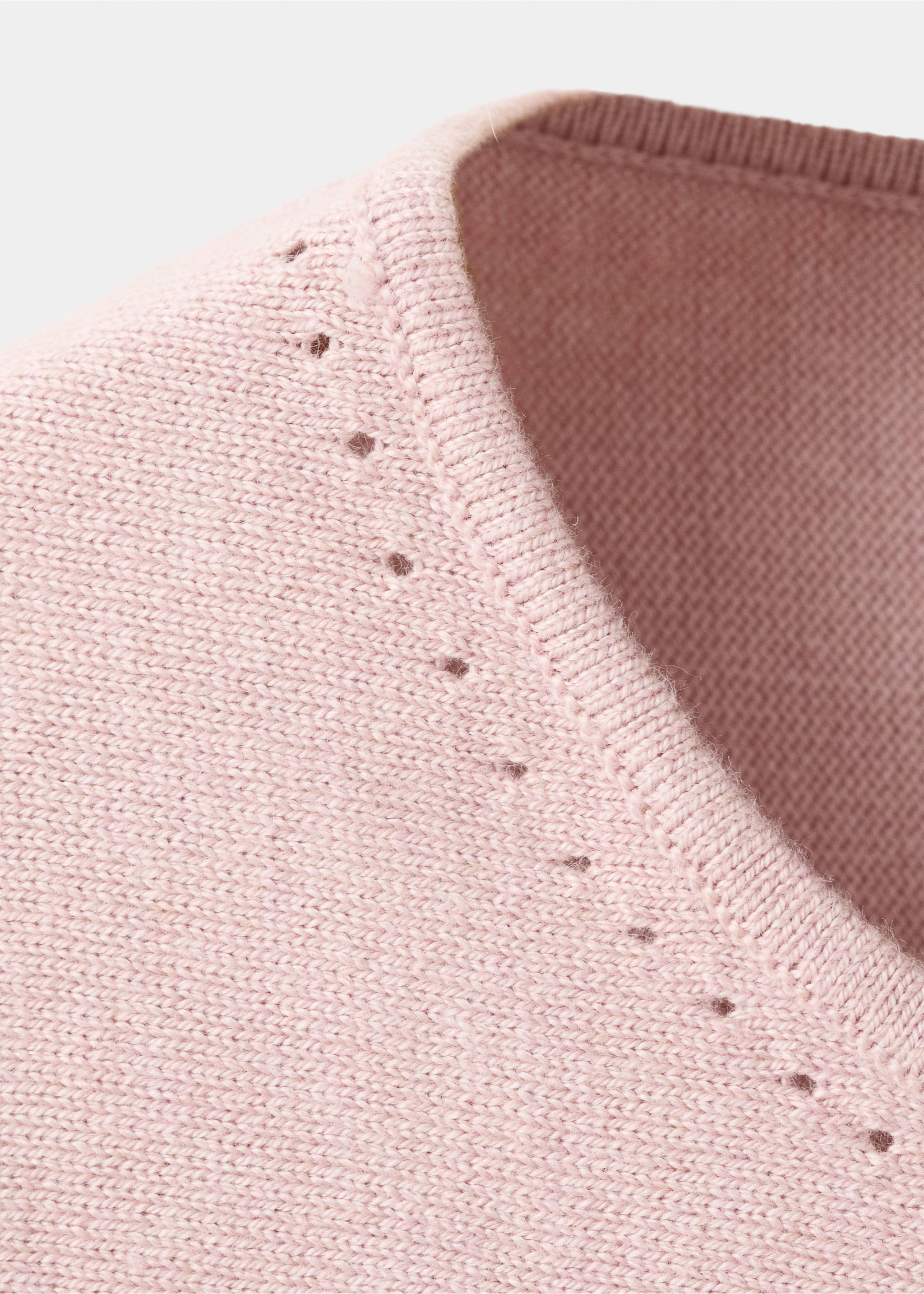 Knitted cape with lace details - Details of the article 0, Pale Pink. Ref: 27023733-00.
