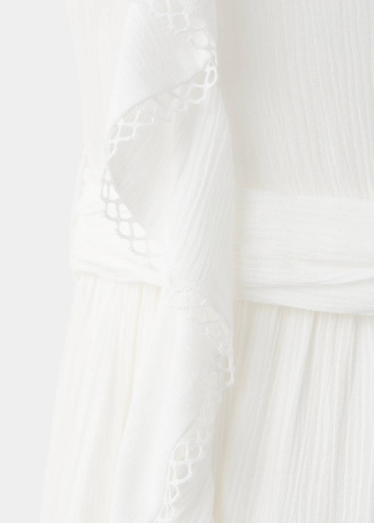 Long ruffled dress — White
