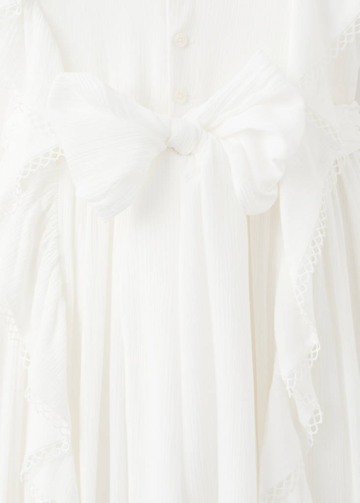 Long ruffled dress — White