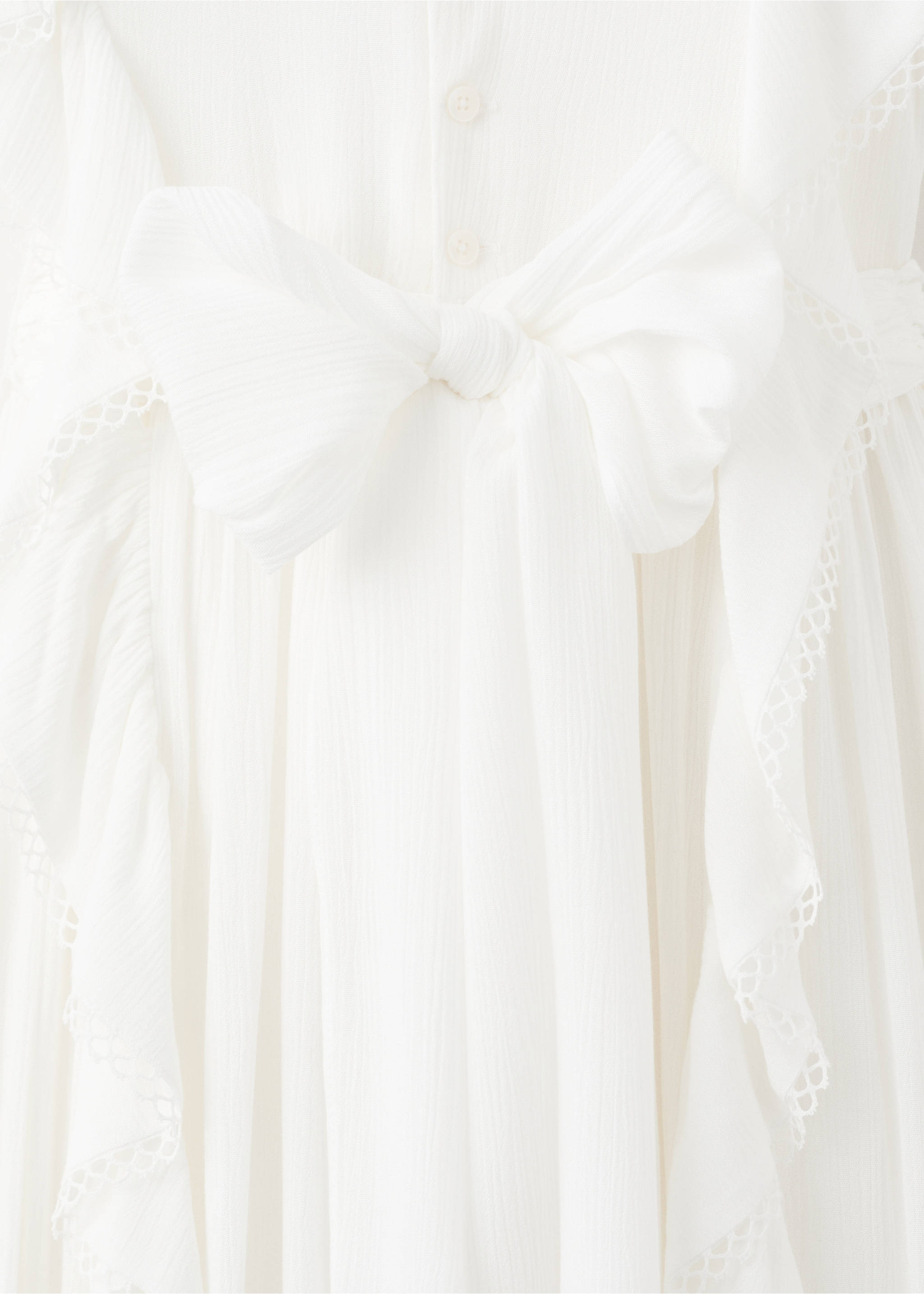 Long ruffled dress - Details of the article 0, White. Ref: 27023736-00.