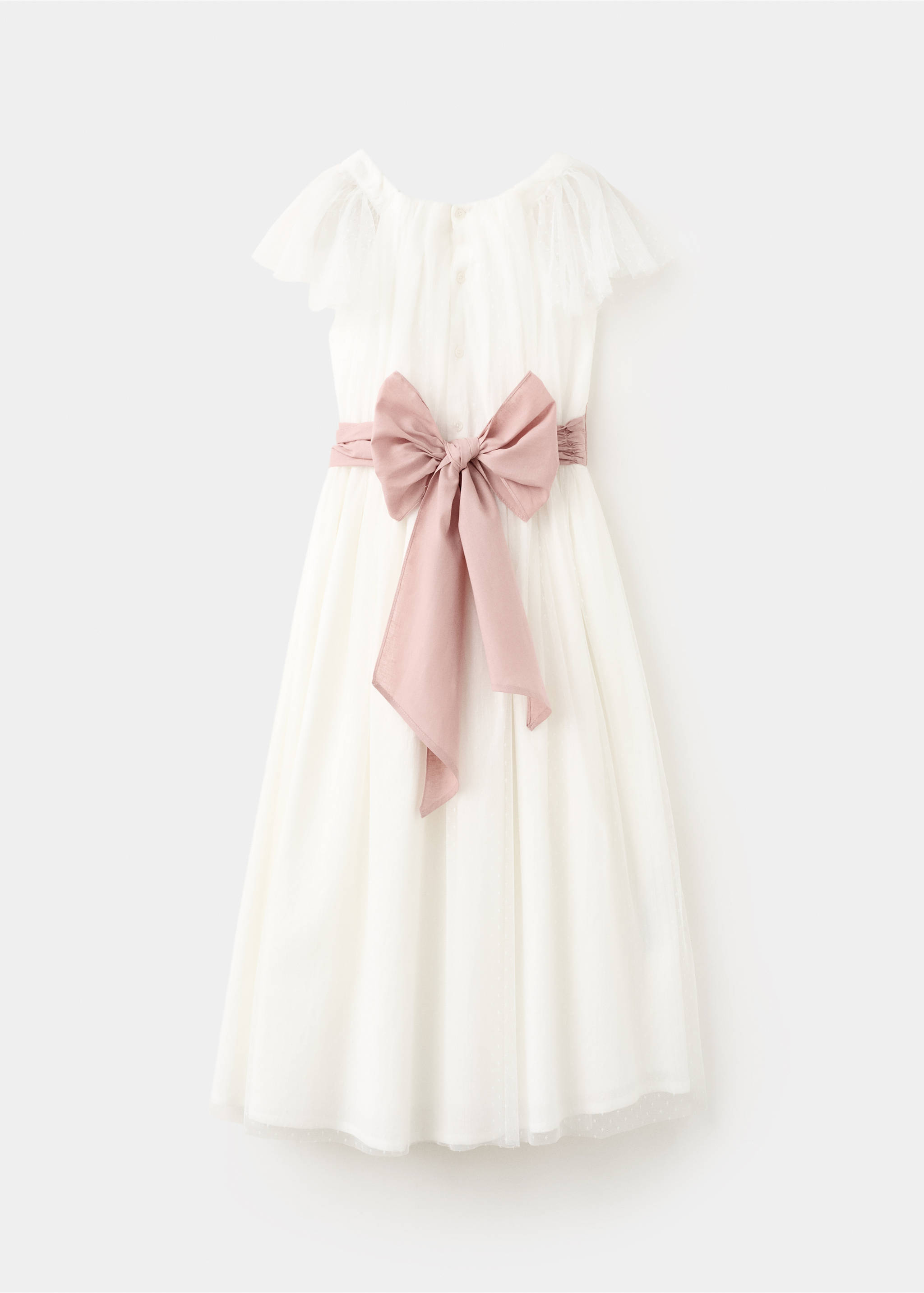 Long dress with bow - Reverse of the article, White. Ref: 27023737-00.