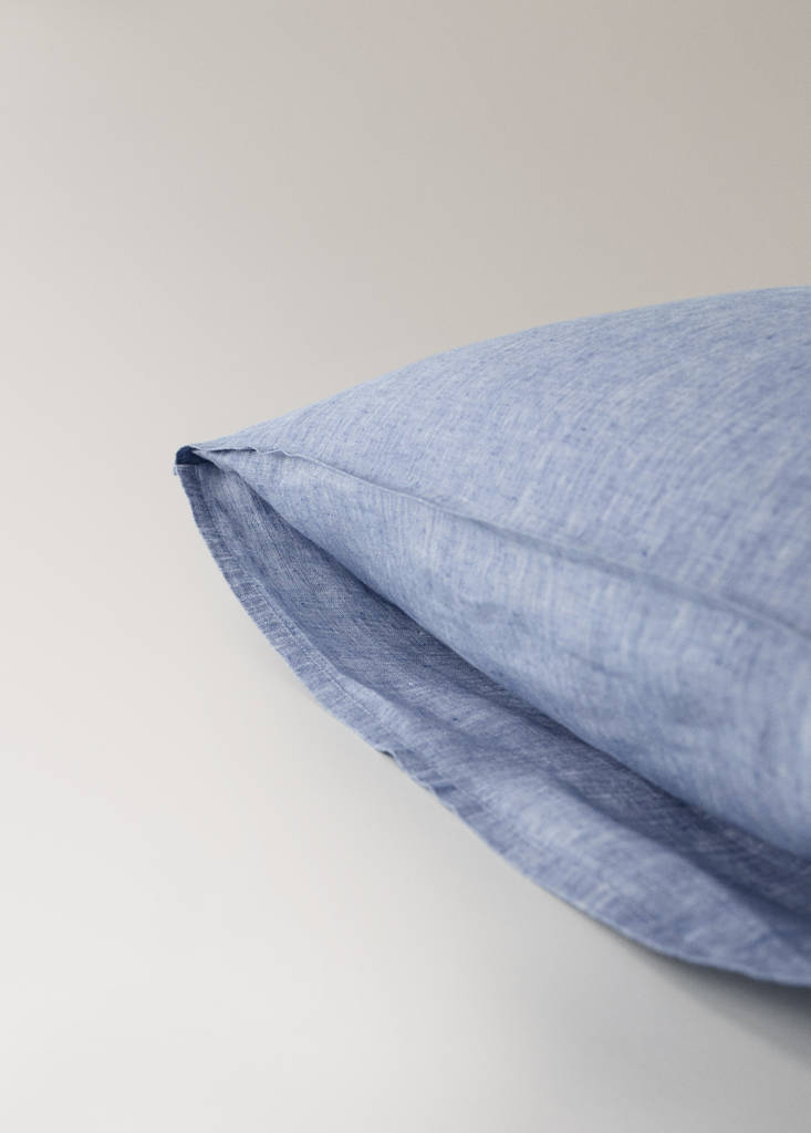 Linen yarn-dyed pillow cover 60x60 cm — Blue