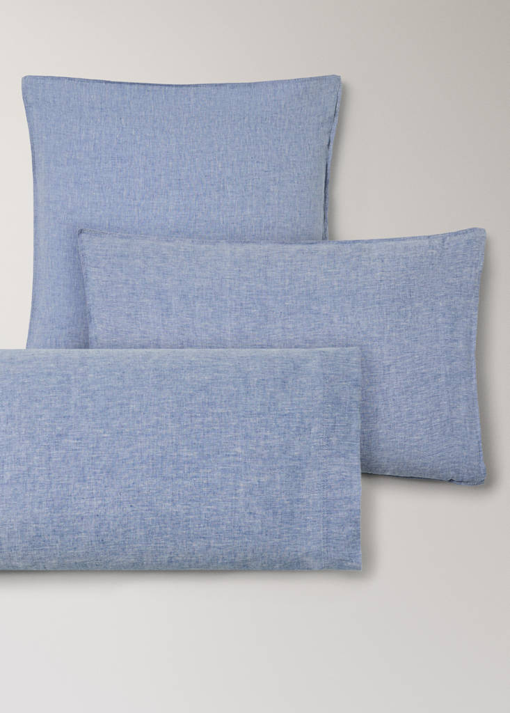 Linen yarn-dyed pillow cover 60x60 cm — Blue