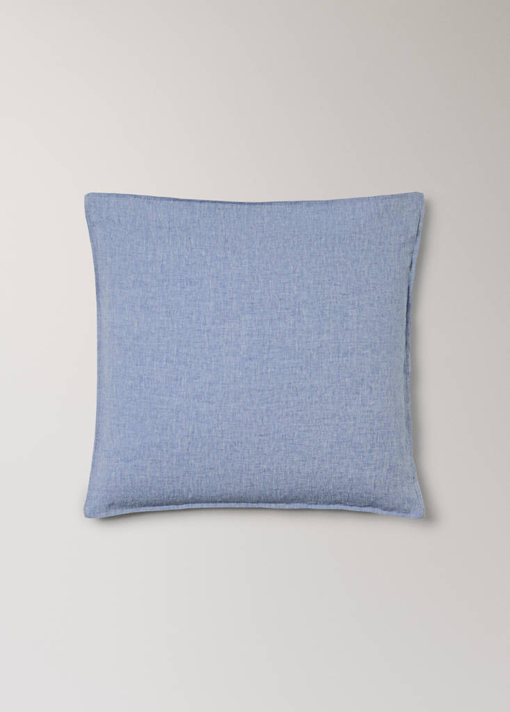 Linen yarn-dyed pillow cover 60x60 cm — Blue