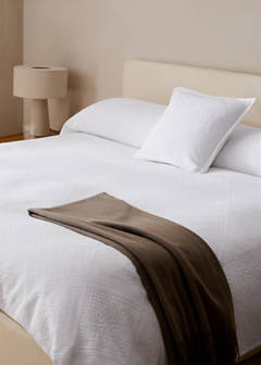 Vorgewaschene Jacquard-Tagesdecke, 300 g, für Betten 180/200 cm — Weiß 4