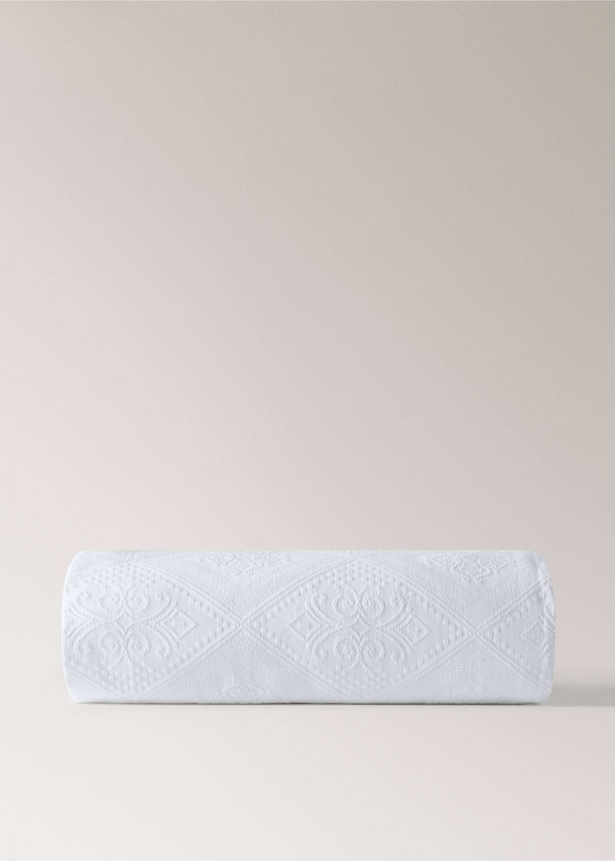 Vorgewaschene Jacquard-Tagesdecke, 300 g, für Betten 180/200 cm - Artikel ohne Model, Weiß. Ref: 27023743-00.