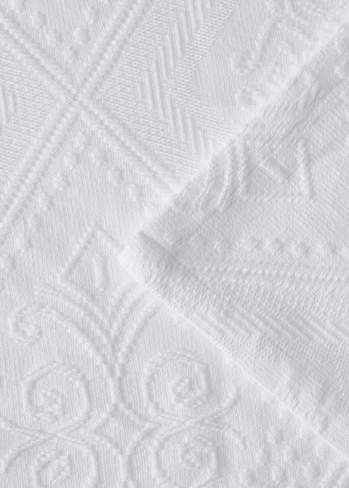 Vorgewaschene Jacquard-Tagesdecke, 300 g, für Betten 180/200 cm — Weiß