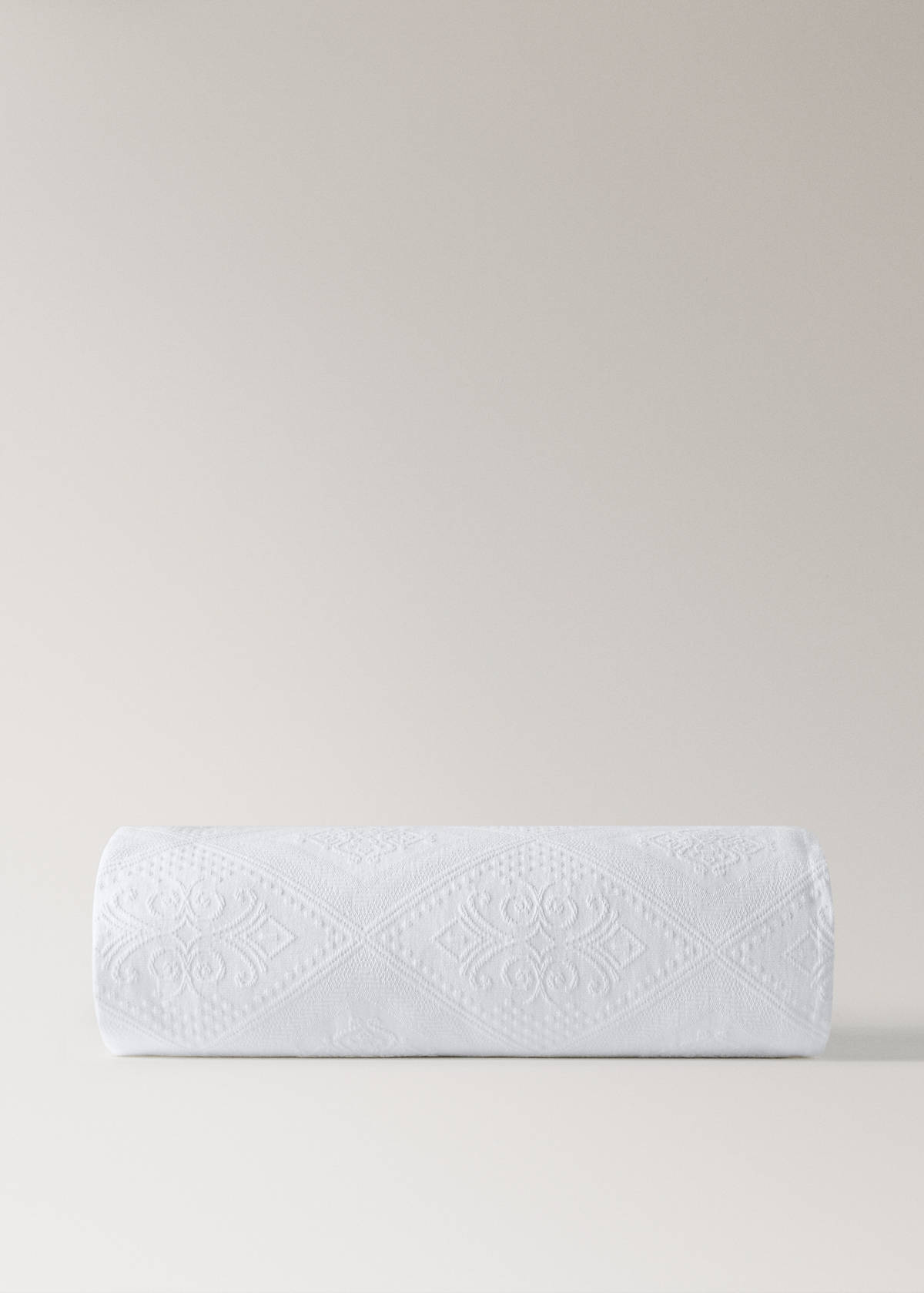 Vorgewaschene Jacquard-Tagesdecke, 300 g, für Betten 180/200 cm — Weiß