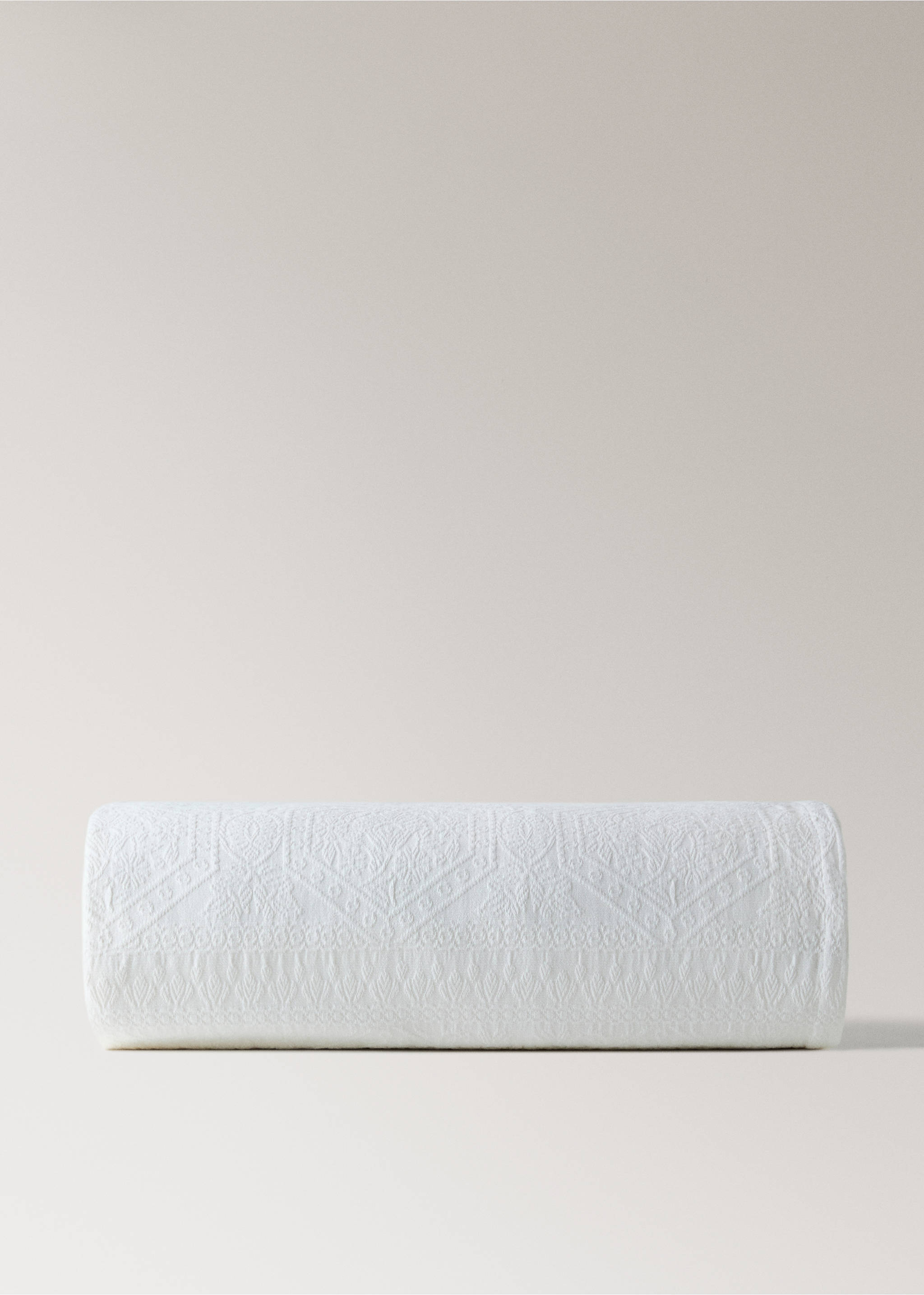 Couvre-lit jacquard pré-rétréci 300 g confection lit 130/140/150 cm - Article sans modèle, Écru. Ref: 27023744-00.