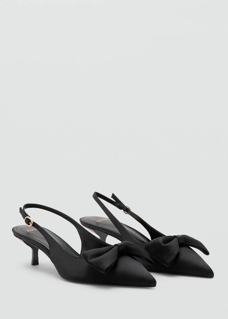 Satin bow shoes — Black
