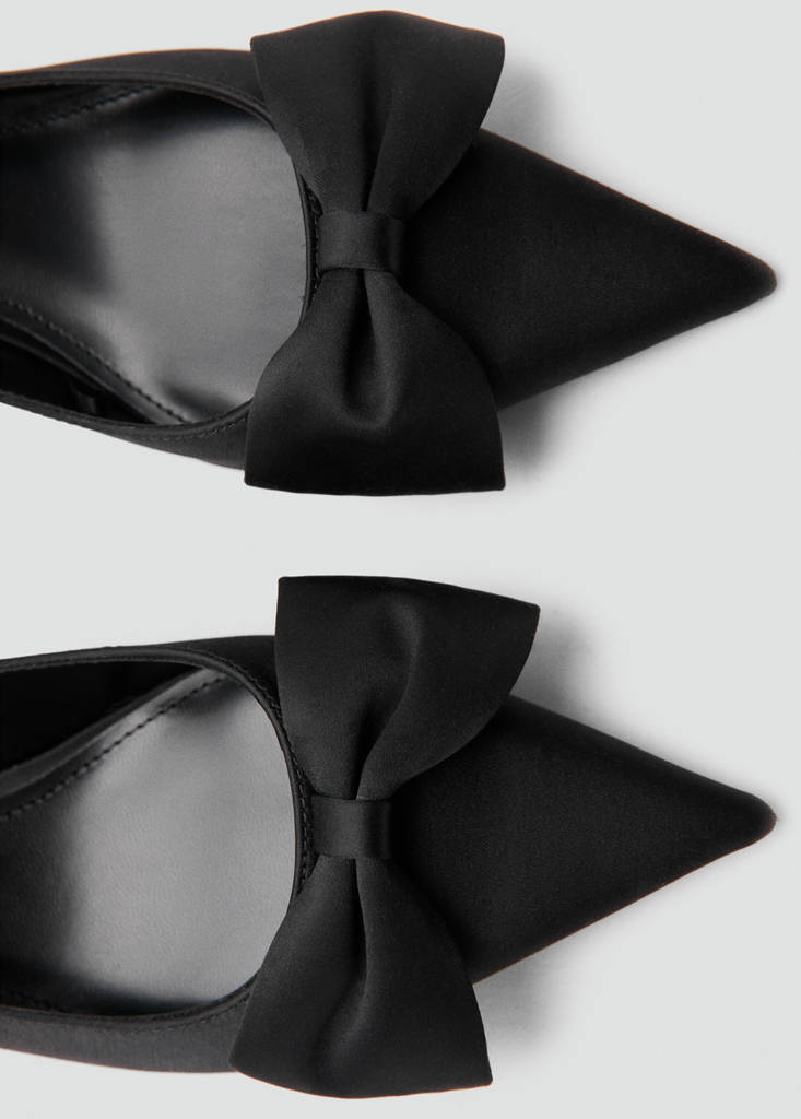 Satin bow shoes — Black