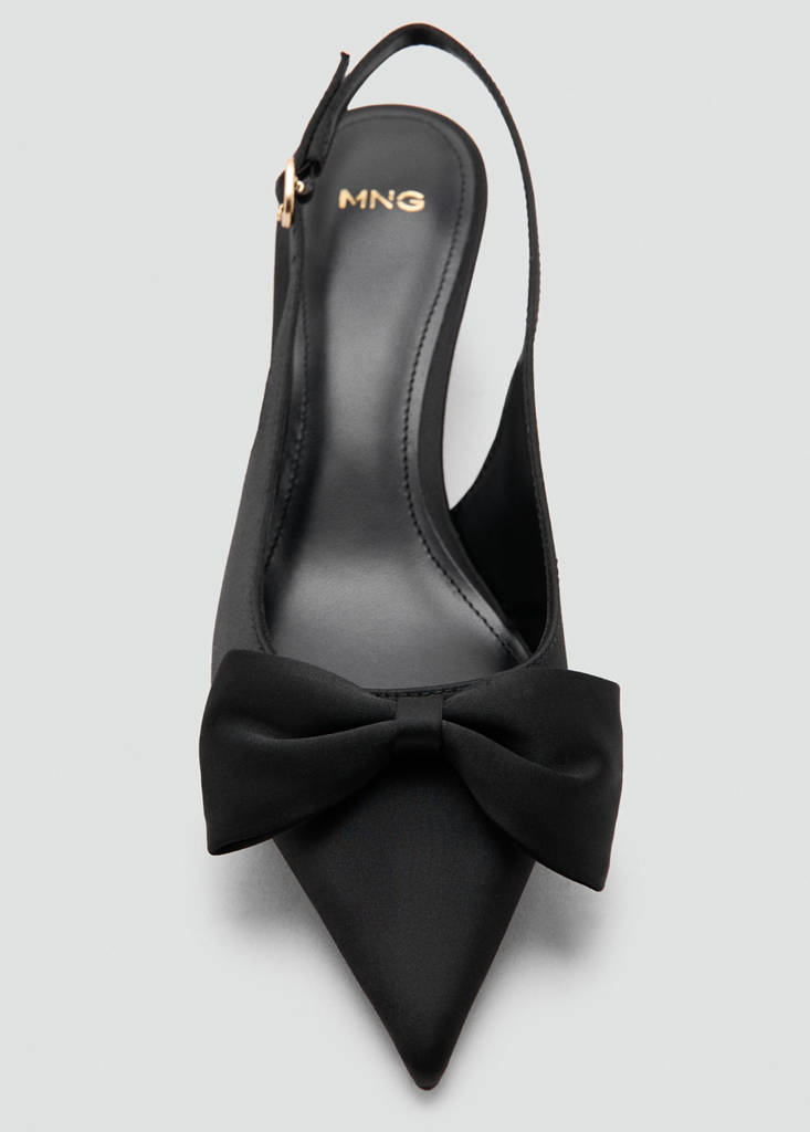 Satin bow shoes — Black
